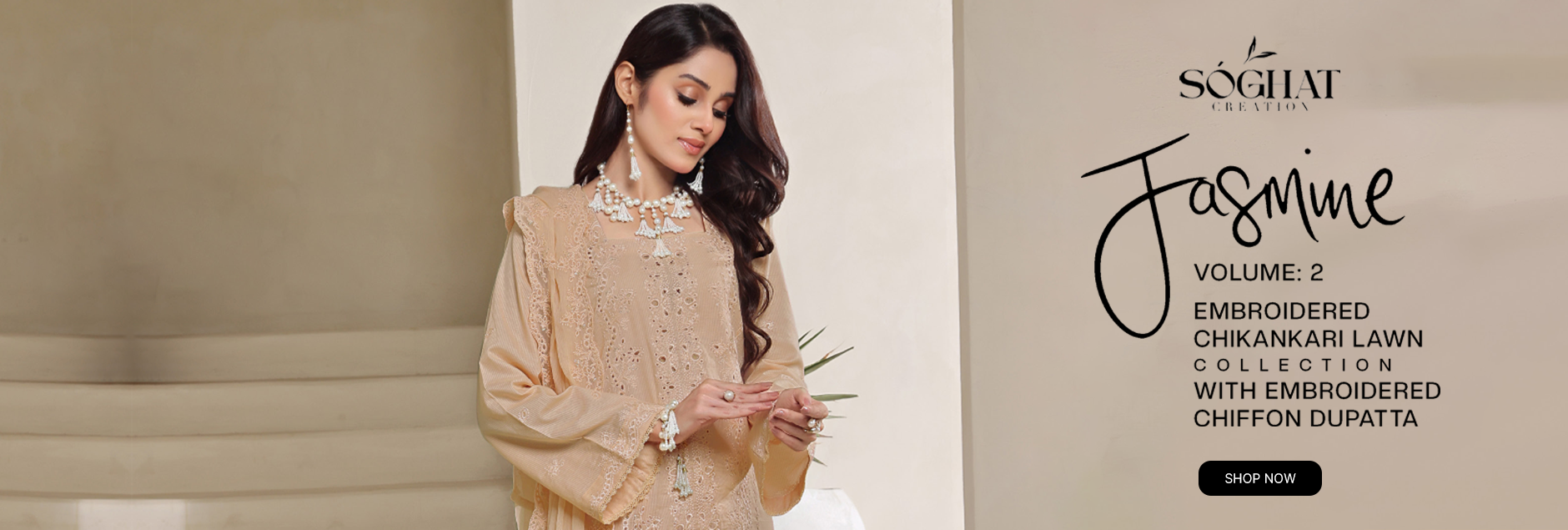 Jasmine By Soghat Creation Chikankari Lawn Pret Collection 2025 Vol-02