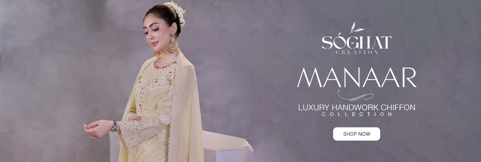 Manaar By Soghat Creation Luxury Handwork Chiffon Unstitched Collection 2024
