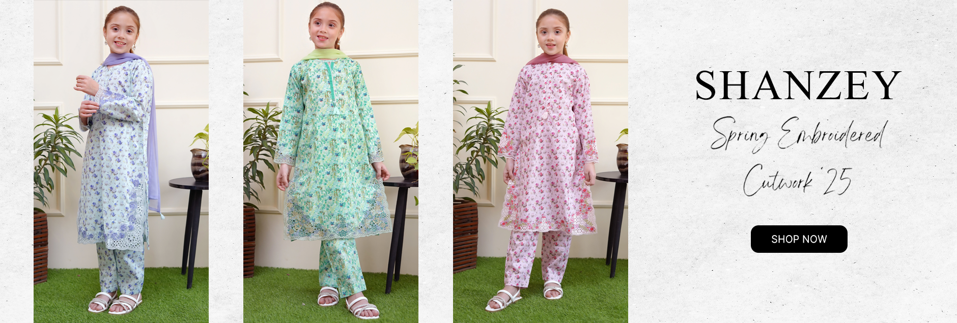 Shanzey Spring Embroidered Cutwork Girls 3Pcs Pret Collection 2025