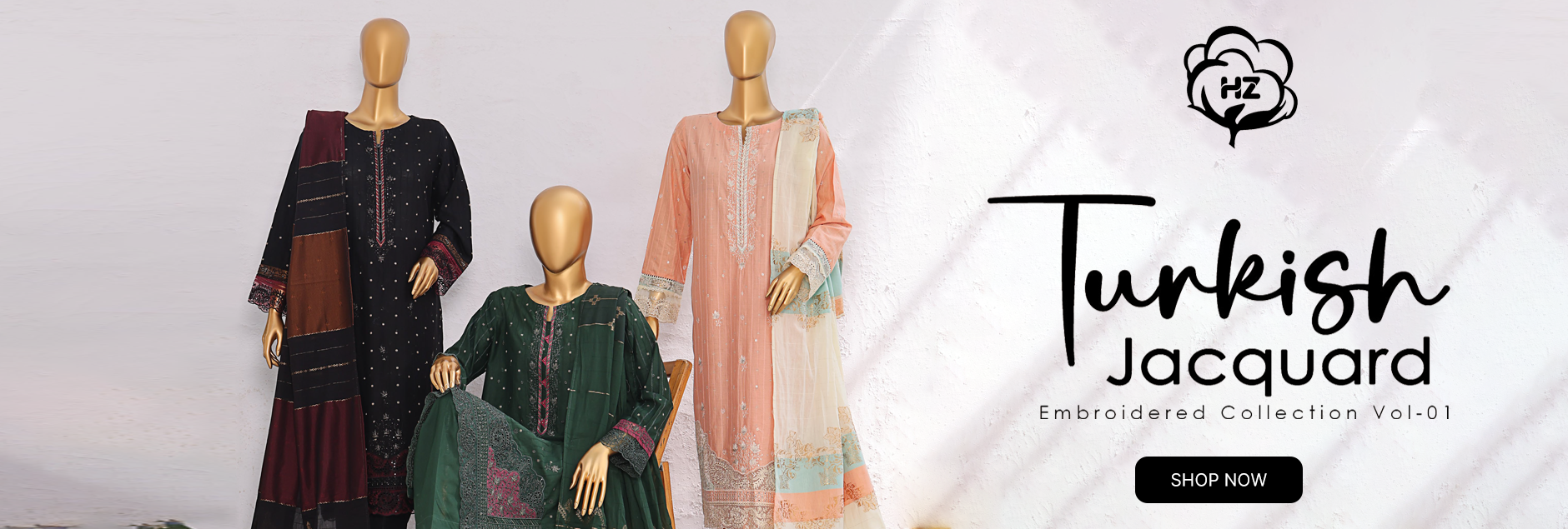 Turkish By HZ Textiles Embroidered Jacquard Unstitched Collection 2025 Vol-01