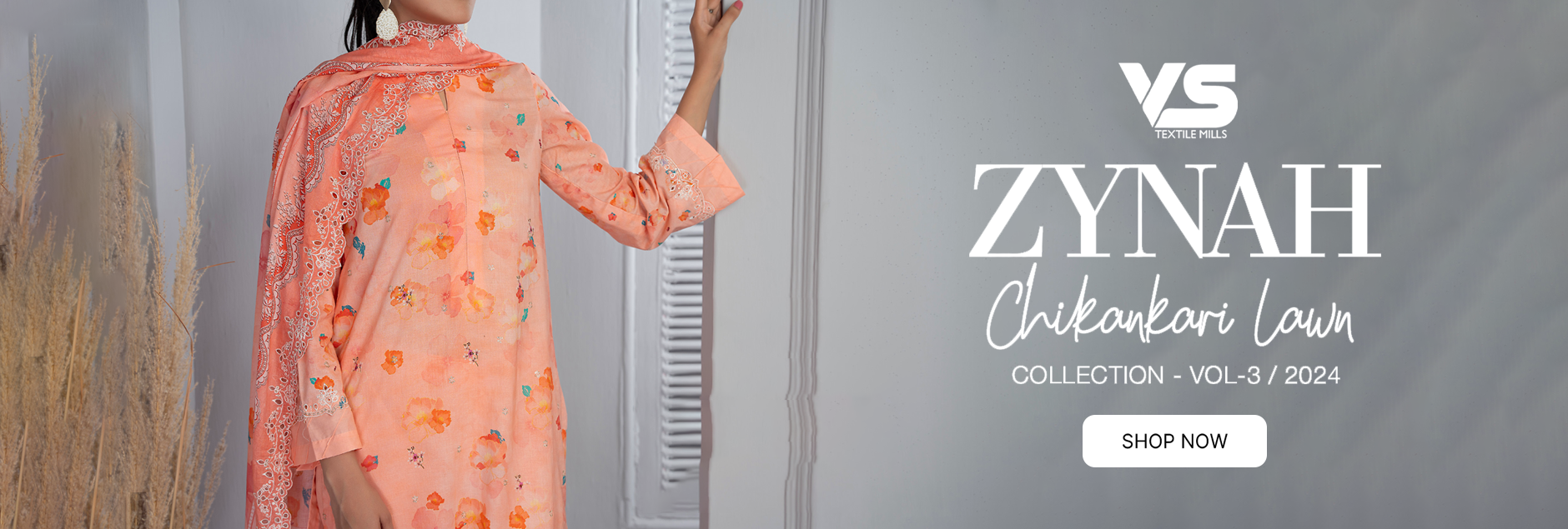 Zynah By VS Textile Chikankari Embroidered Lawn Collection 2024 Vol 03