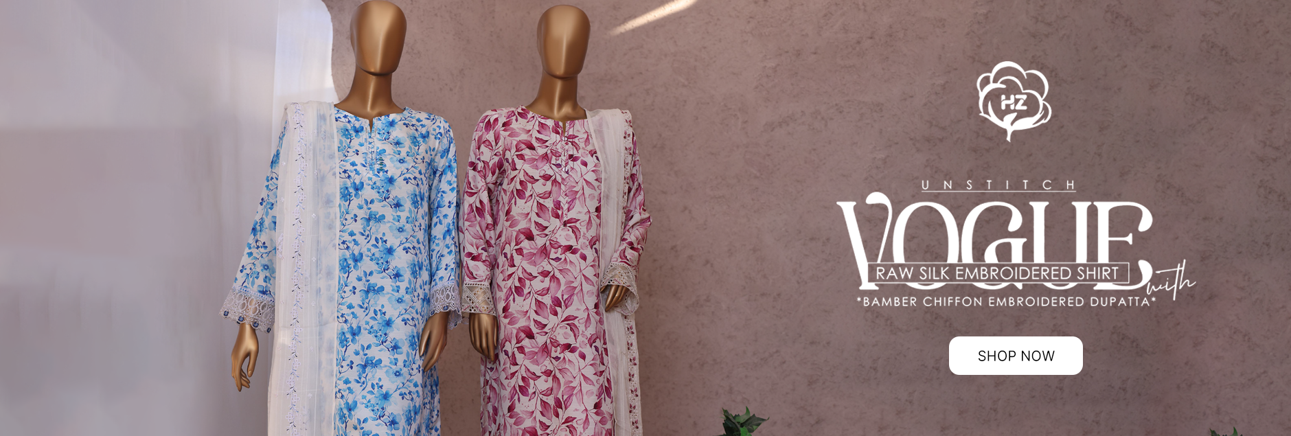 Vogue By HZ Textiles Embroidered Raw Silk Unstitched Collection 2025