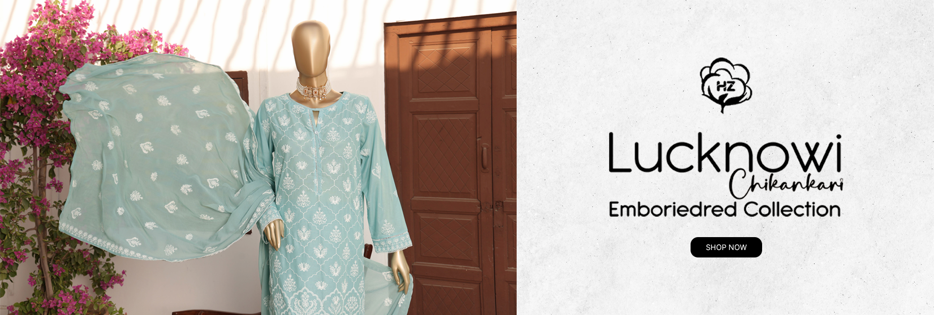 HZ Textile Lucknowi Chikankari Embroidered Unstitched Collection 2024