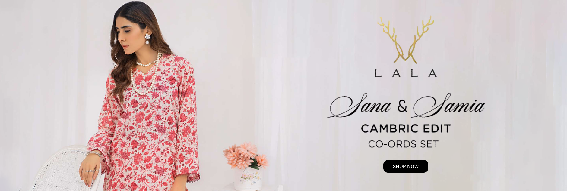 Sana & Samia By Lala Textile Co-Ords Cambric 2Pcs Unstitched Edit 2024
