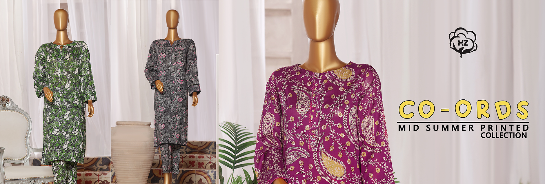 HZ Textile Co-Ords Mid Summer Printed Unstitched Collection 2024