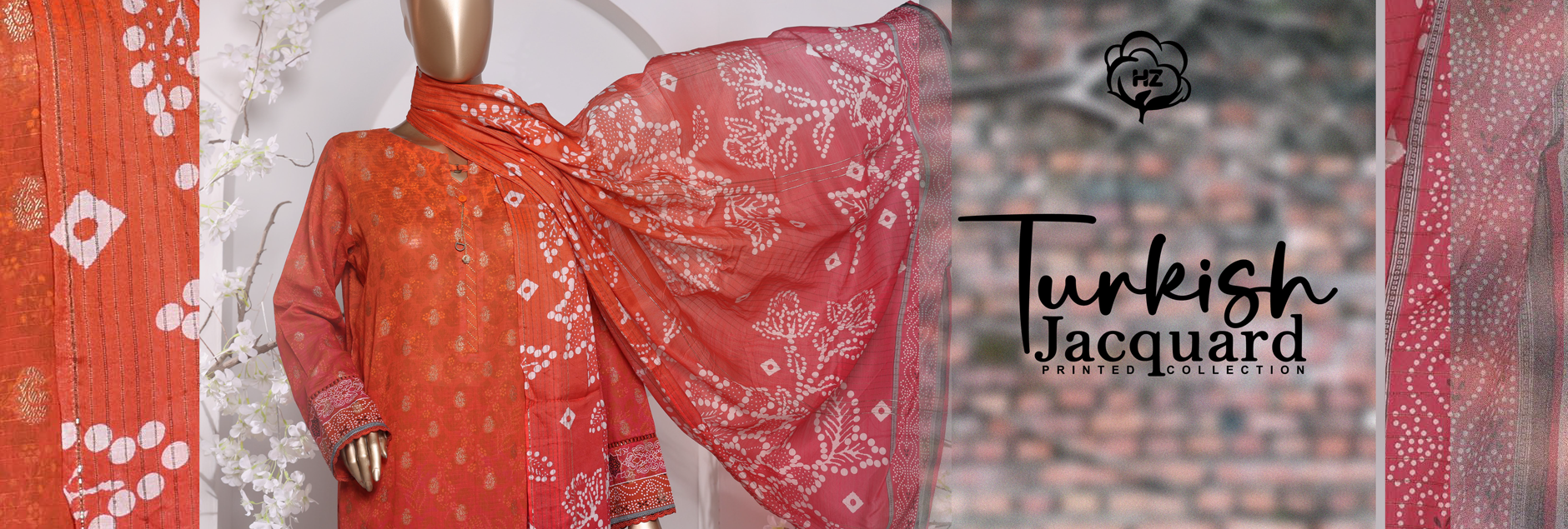 HZ Textile Turkish Jacquard Printed Unstitched Collection 2024
