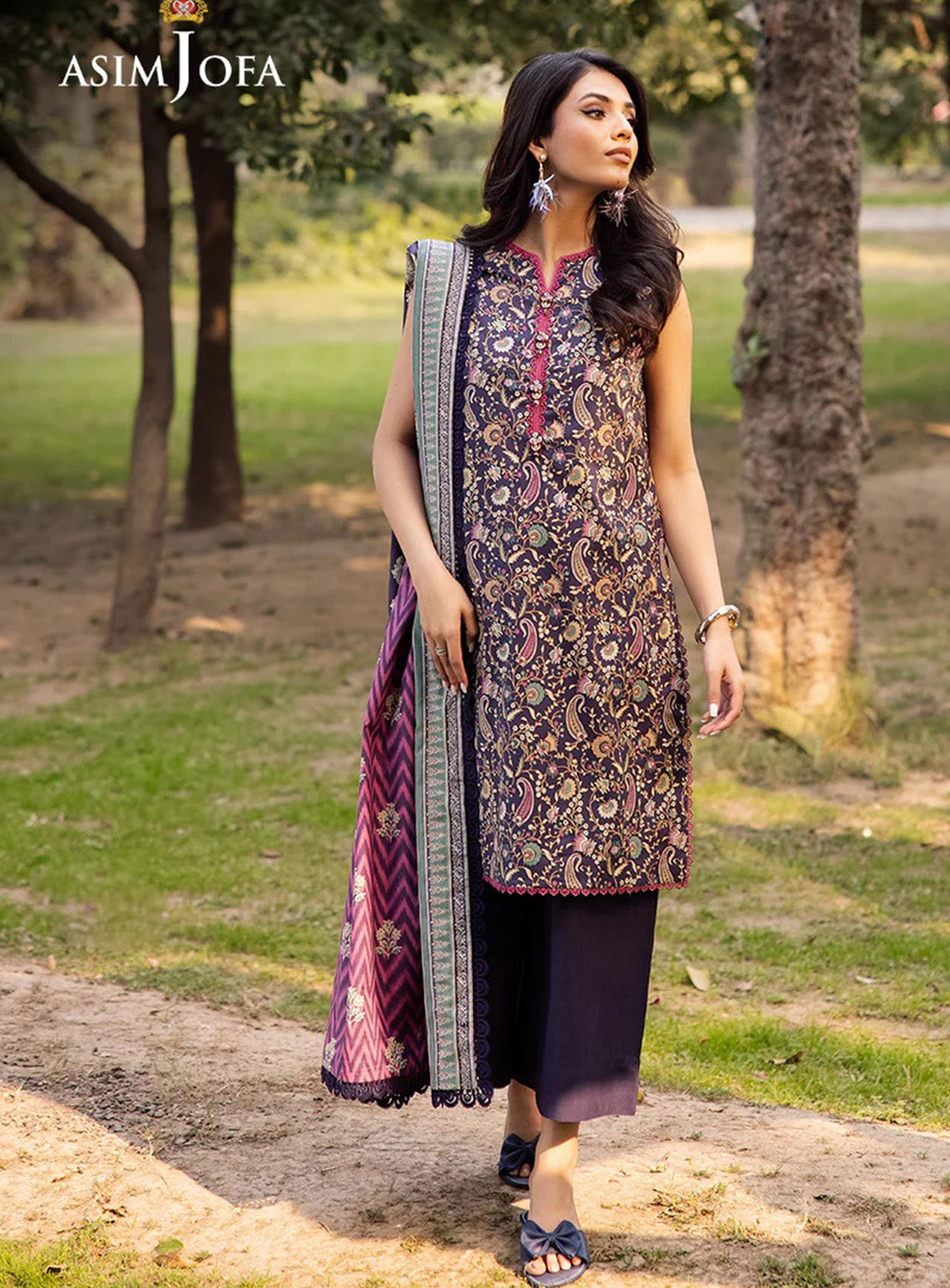 Prints by Asim Jofa Printed Lawn Suits Unstitched 3 Piece - AJ25PL5 AJUBJ-30