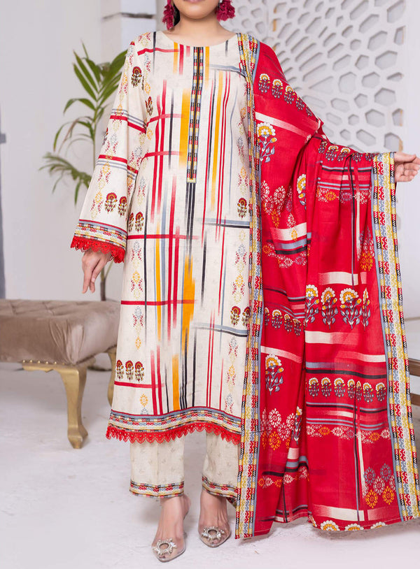 D#2525B VS Daman Printed Cambric 3Pc 923 V-1