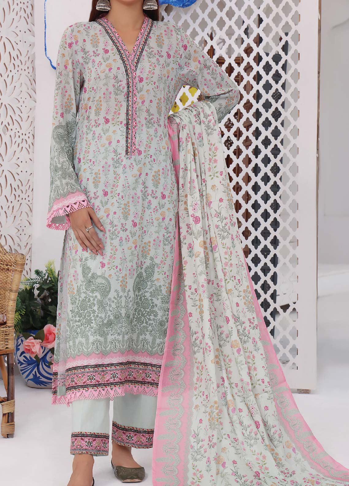 Jhalak By VS Textile Printed Lawn Unstitched 3 Piece Suit - 1935