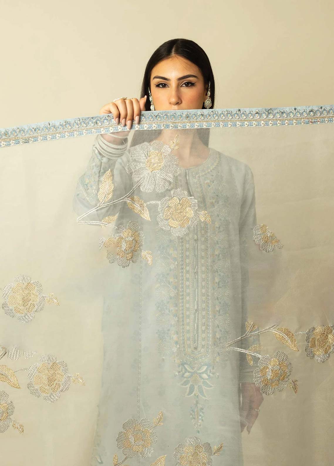 D#01 Zara Shahjahan Emb Lawn Collection 623 V-2
