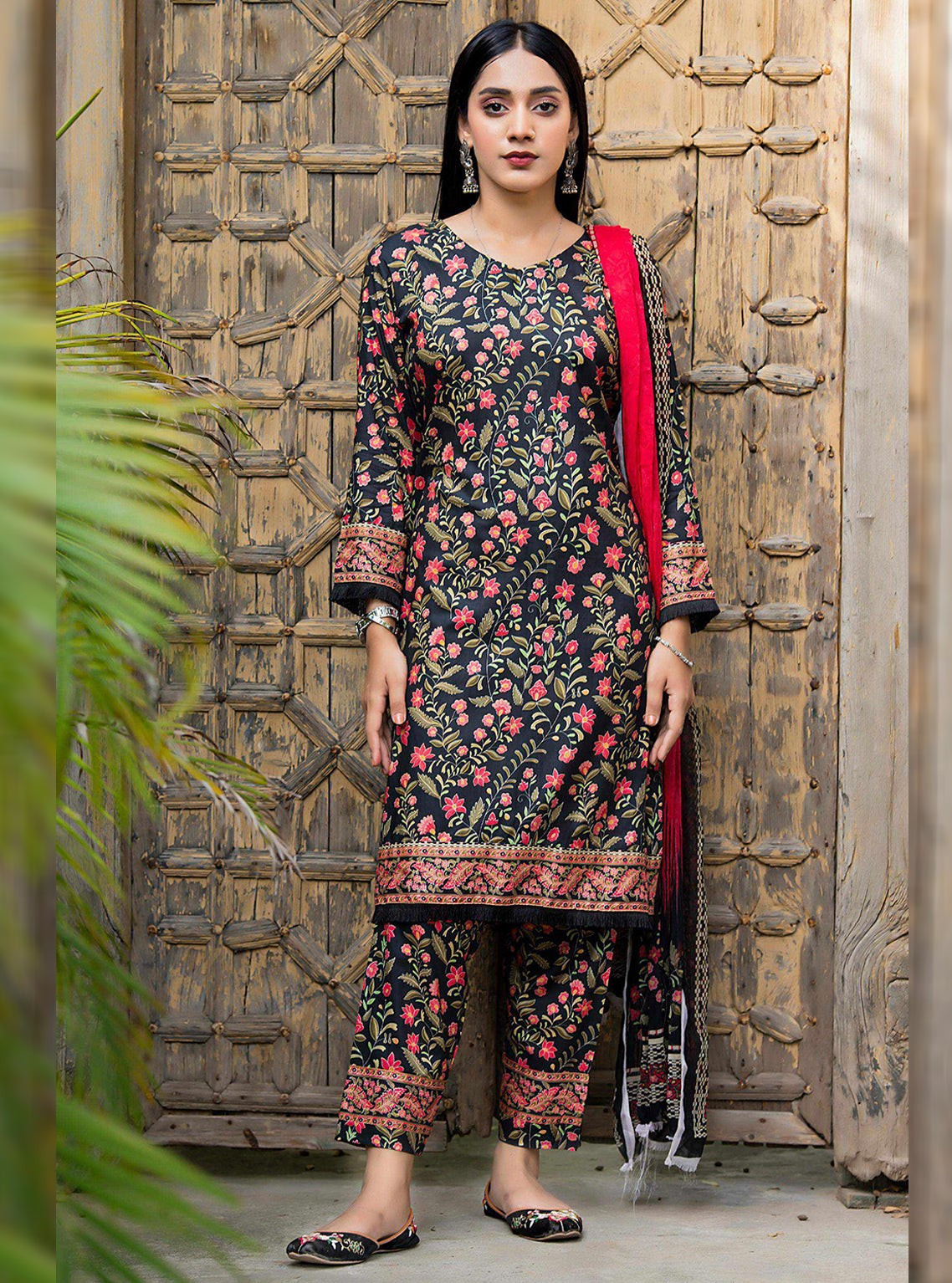 Aangan By Qalamkar Embroidered Linen Unstitched 3 Piece Suit - 07