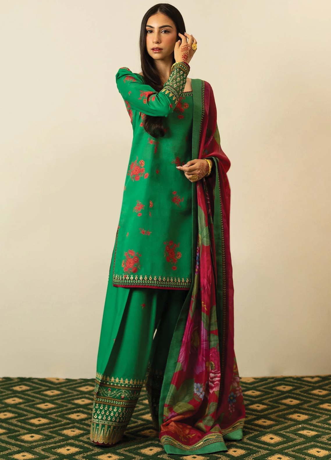 D#07 Zara Shahjahan Emb Lawn Collection 623 V-2