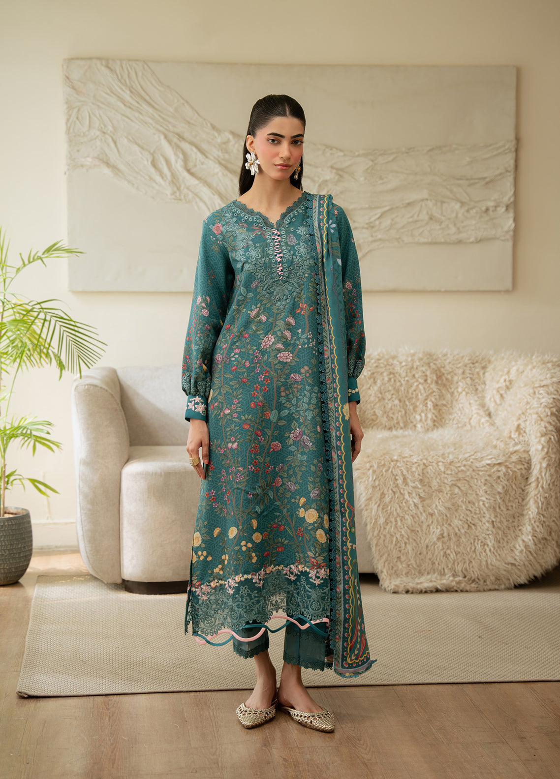 Aabyaan Luxury Embroidered Linen 3 Piece Unstitched Suit ABY26PLL D-AK-04 ISLA
