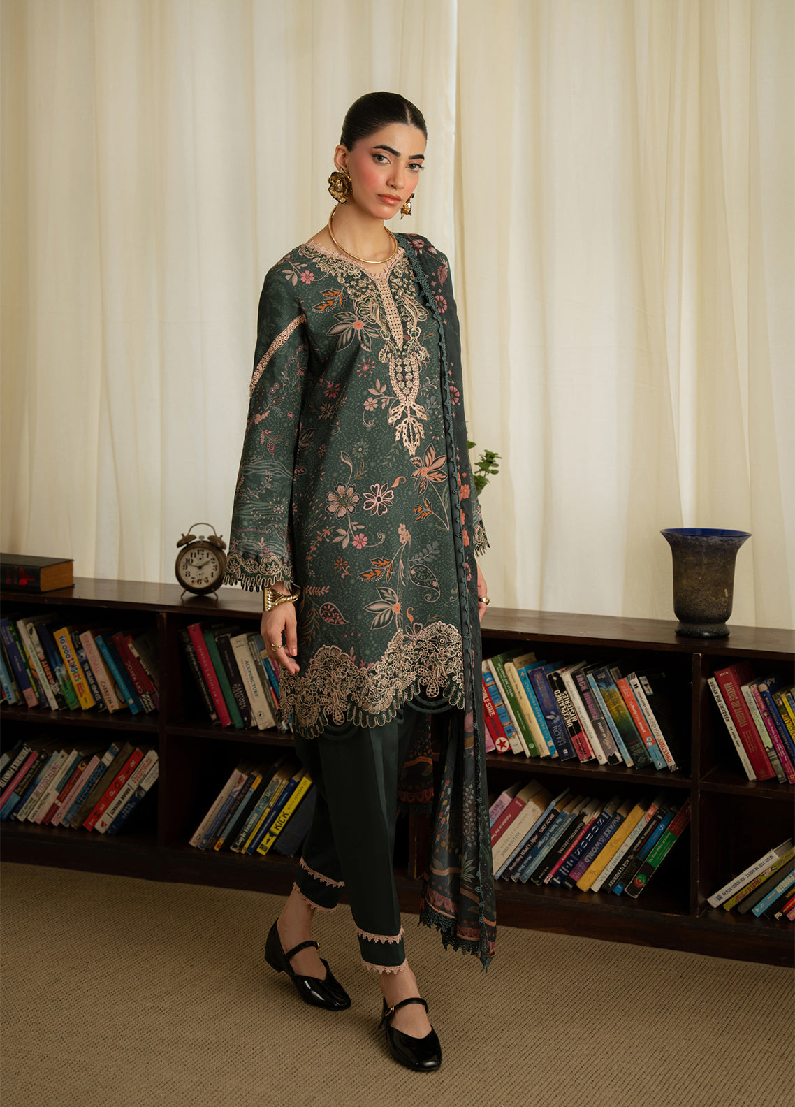 Aabyaan Luxury Embroidered Linen 3 Piece Unstitched Suit ABY26PLL D-AK-11 ROSALIE