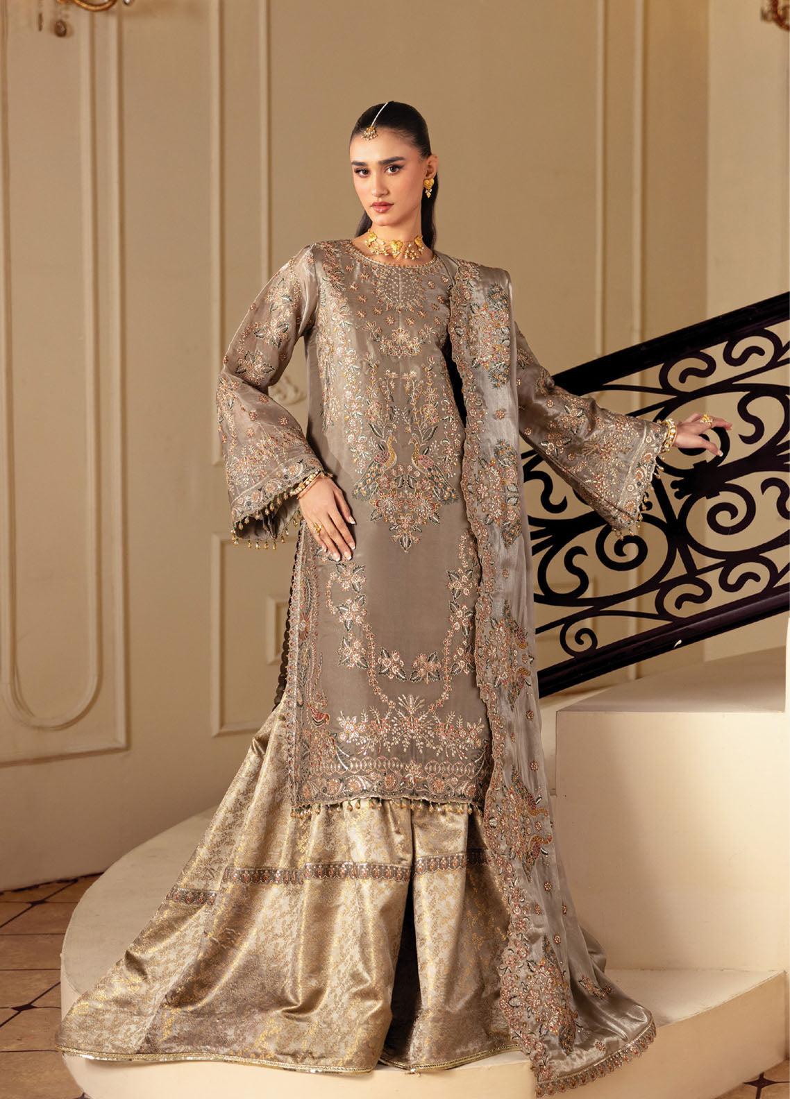 Aaina By Alizeh Fashion Embroidered Raw Silk 3 Piece Unstitched Suit AF26ARLE D-2247 ZOYA