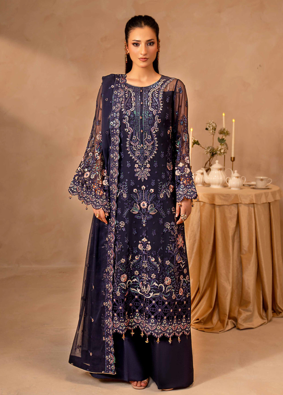 Aarzu By Maryam's Festive Embroidered Chiffon 3 Piece Unstitched Suit MY26AV7 D-A-13001