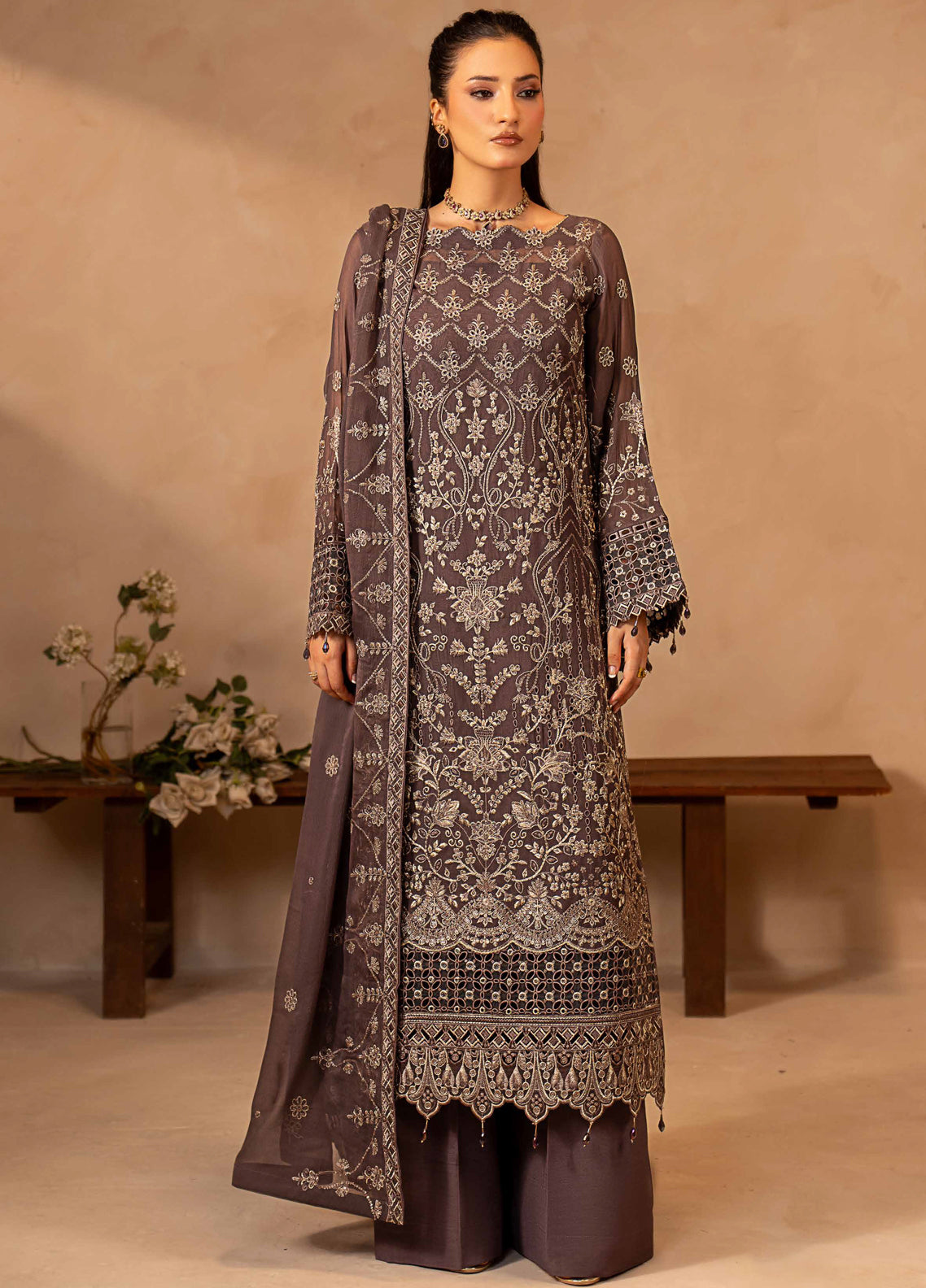 Aarzu By Maryam's Festive Embroidered Chiffon 3 Piece Unstitched Suit MY26AV7 D-A-13003