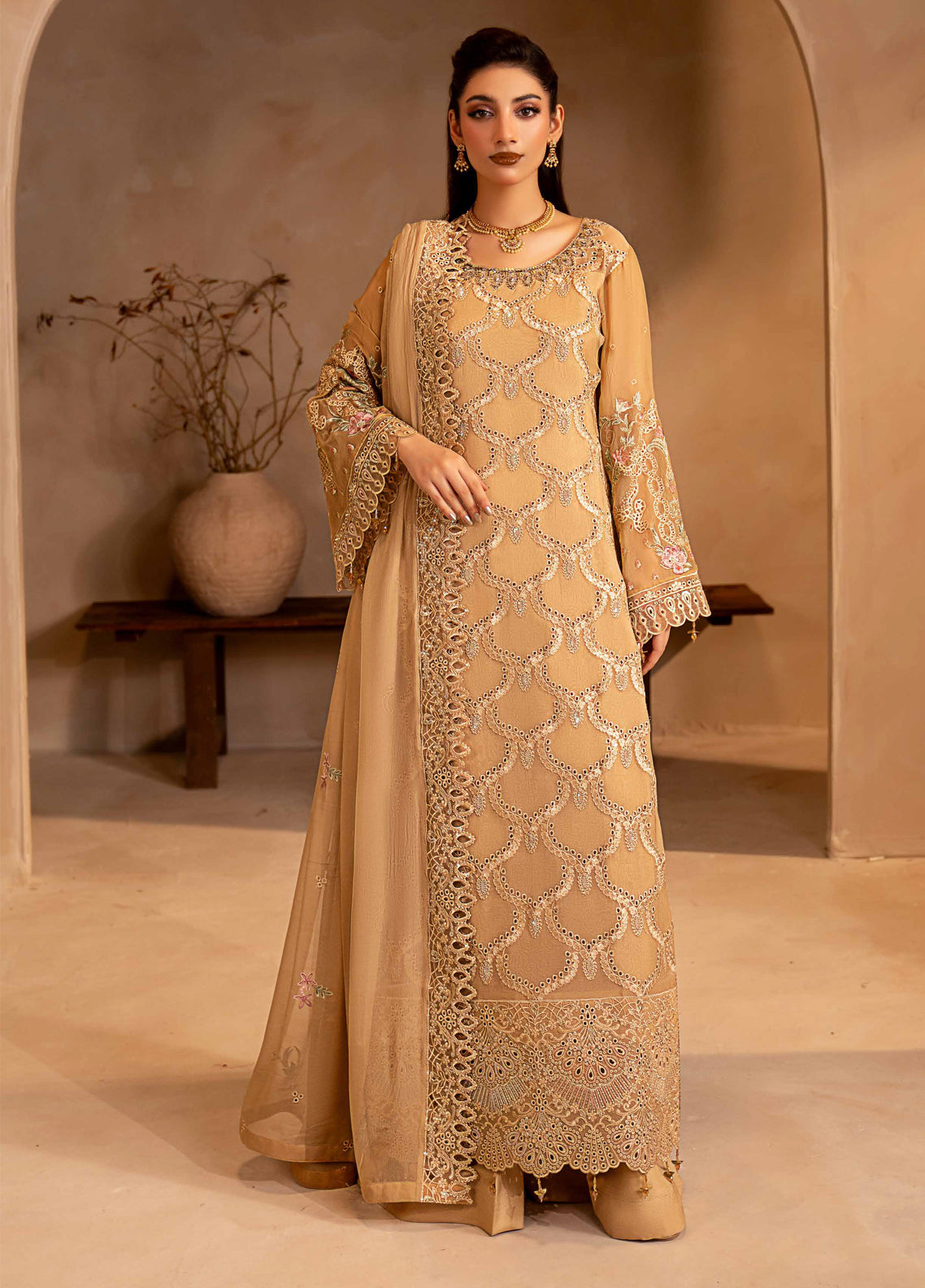 Aarzu By Maryam's Festive Embroidered Chiffon 3 Piece Unstitched Suit MY26AV7 D-A-13005