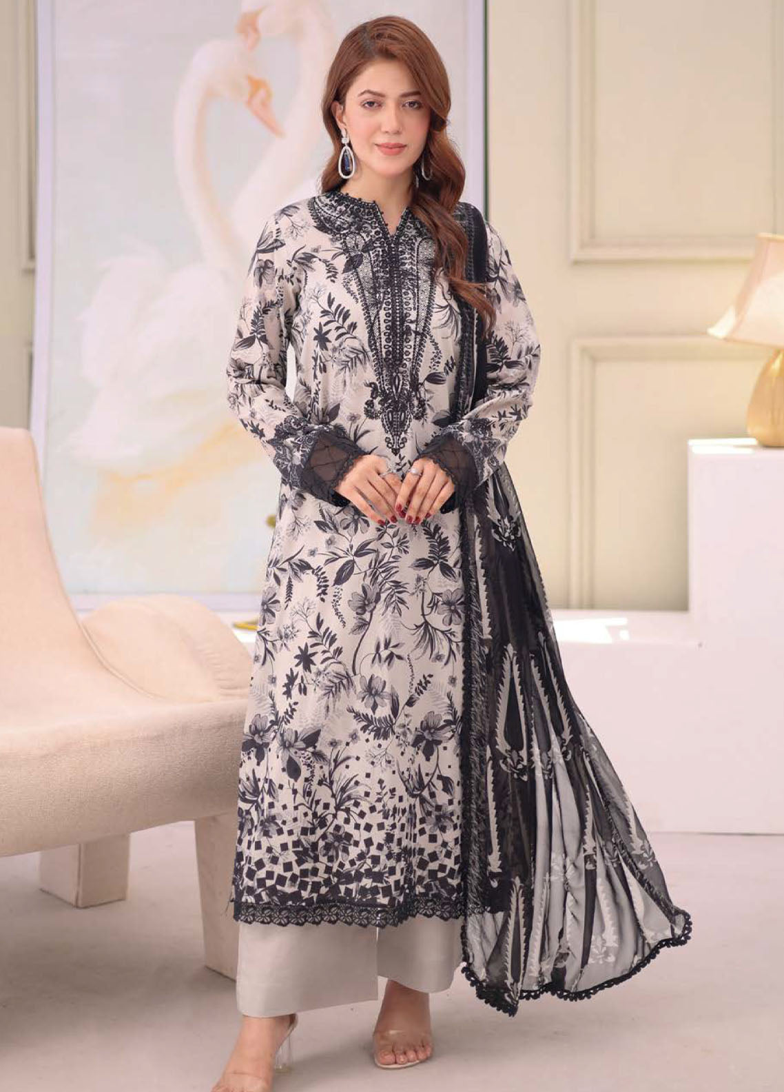 Afreen By Riaz Arts Chikankari Embroidered Lawn Suits Unstitched 3 Piece - RA26ACL AF-244