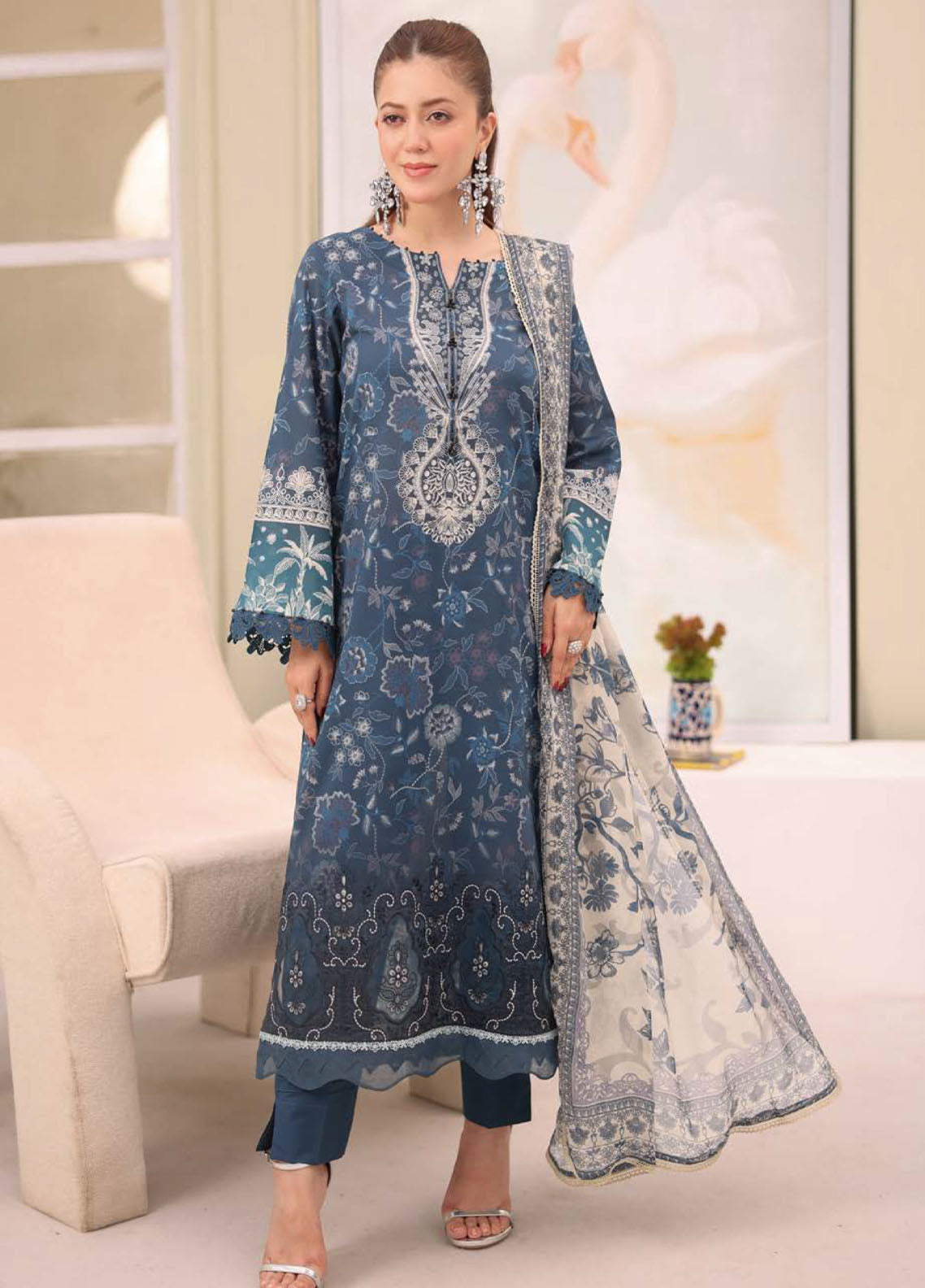 Afreen By Riaz Arts Chikankari Embroidered Lawn Suits Unstitched 3 Piece - RA26ACL AF-246