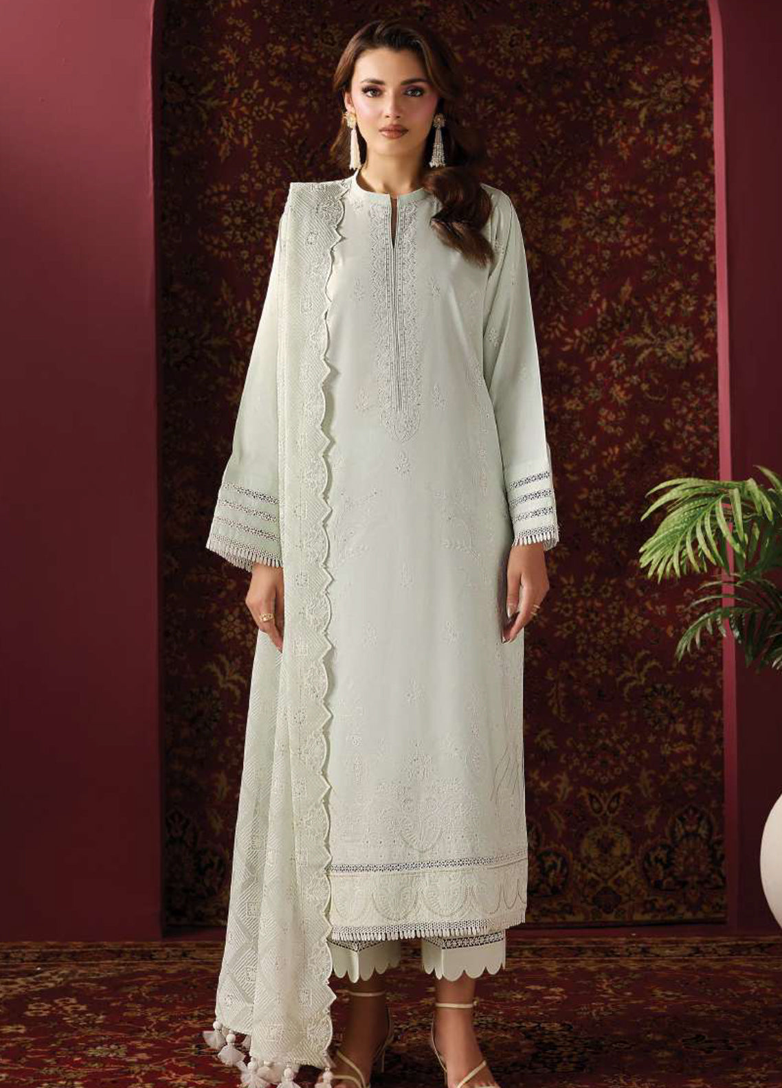 Alizeh Fashion Embroidered Lawn 3 Piece Unstitched Suit AF26ESL D-EL-7062-ALOE