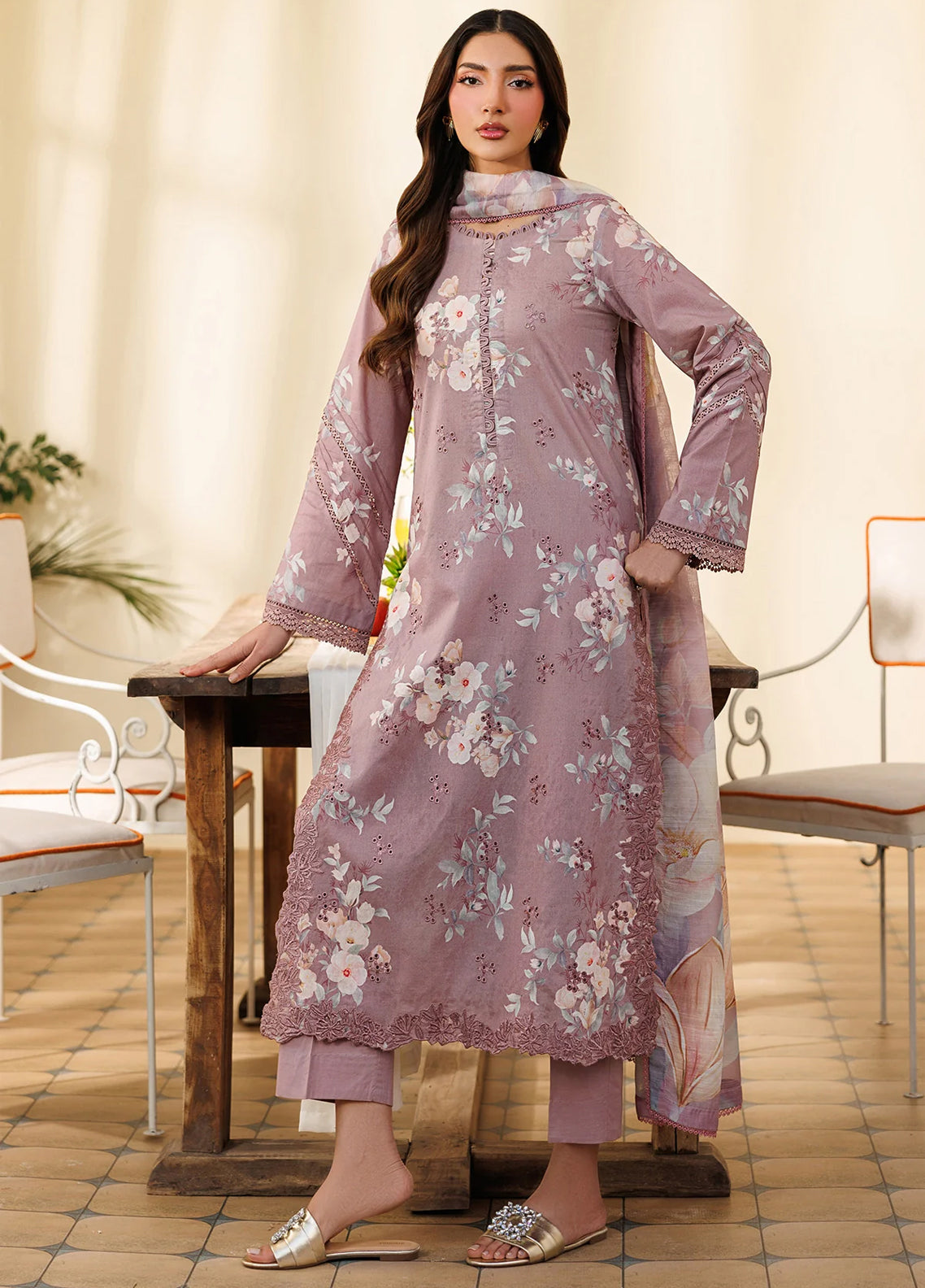 Amani By Zarif Embroidered Lawn 3 Piece Stitched Suit ZF25PLV1 D-07 FIROH