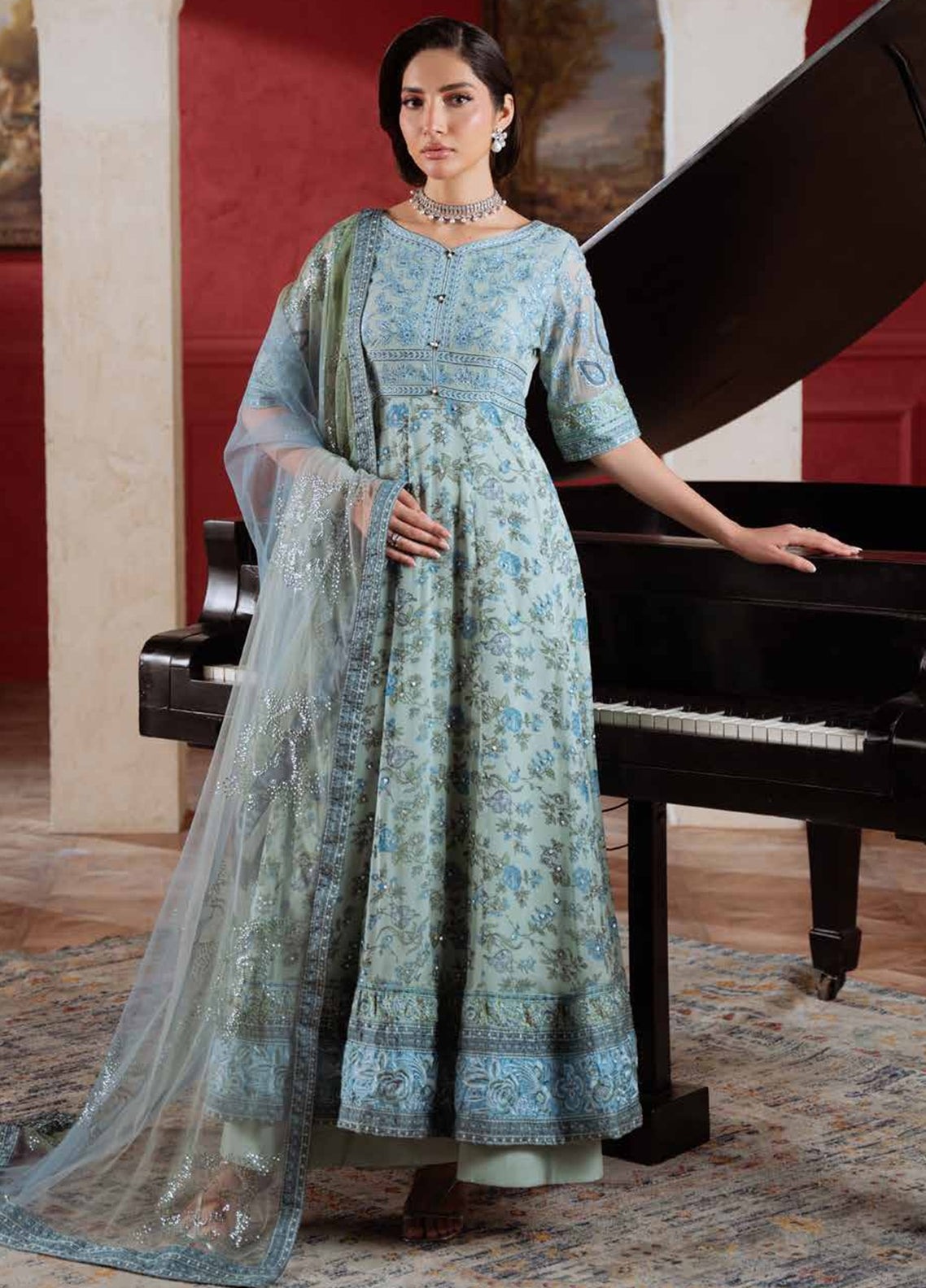 Amaya By Nureh Luxury Embroidered Chiffon 3 Piece Unstitched Suit NU26ALEC D-AM-41