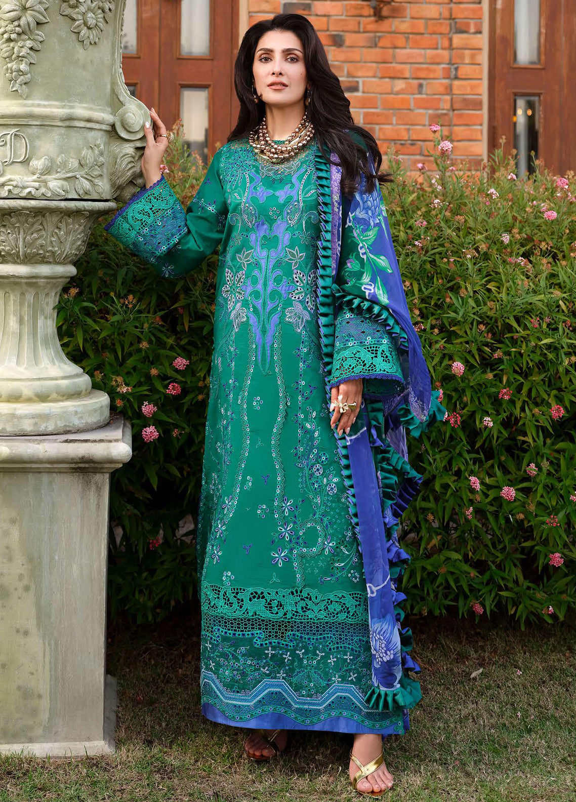 Amoi By Mushq Embroidered Lawn 3 Piece Unstitched Suit MQ26AHL D-04 BLOOMING ROMANCE