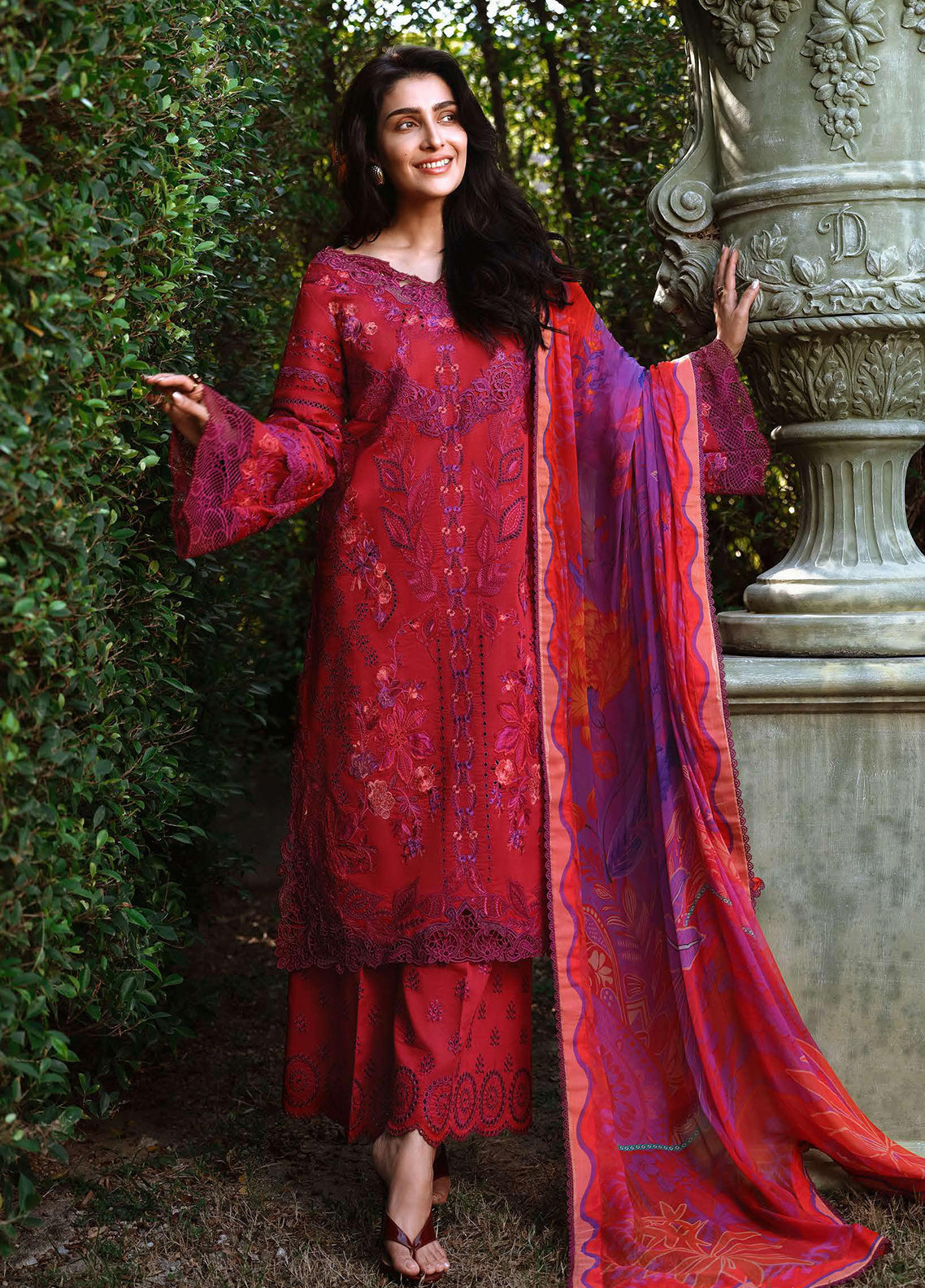 Amoi By Mushq Embroidered Lawn 3 Piece Unstitched Suit MQ26AHL D-11 FALLING PETALS