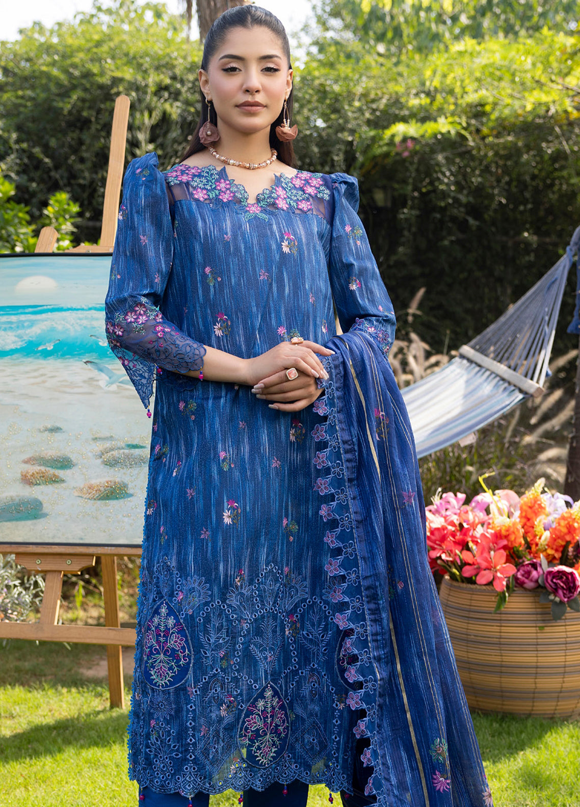 Applique Kari By Alzohaib Embroidered Lawn 3 Piece Unstitched Suit AZ26ACV3 D-03