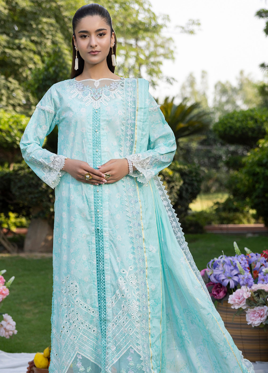 Applique Kari By Alzohaib Embroidered Lawn 3 Piece Unstitched Suit AZ26ACV3 D-08