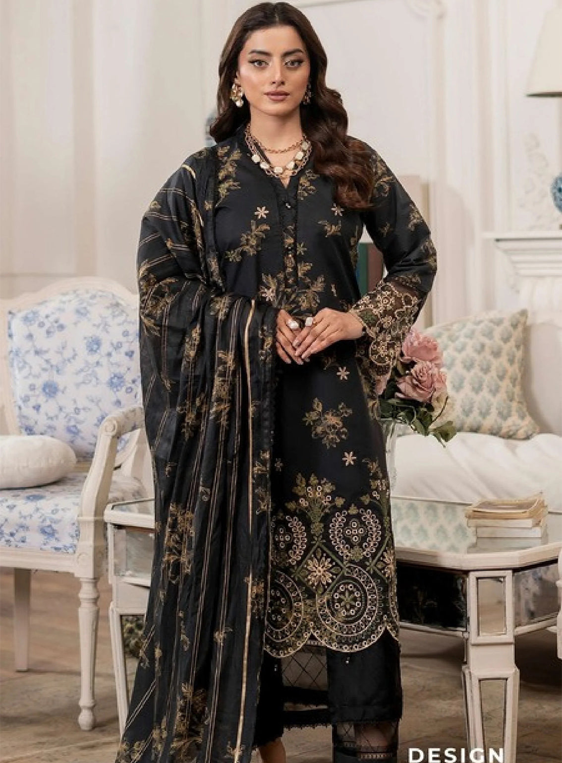 Applique Kari By Alzohaib Embroidered Lawn 3 Piece Unstitched Suit AZ26APQ D-04