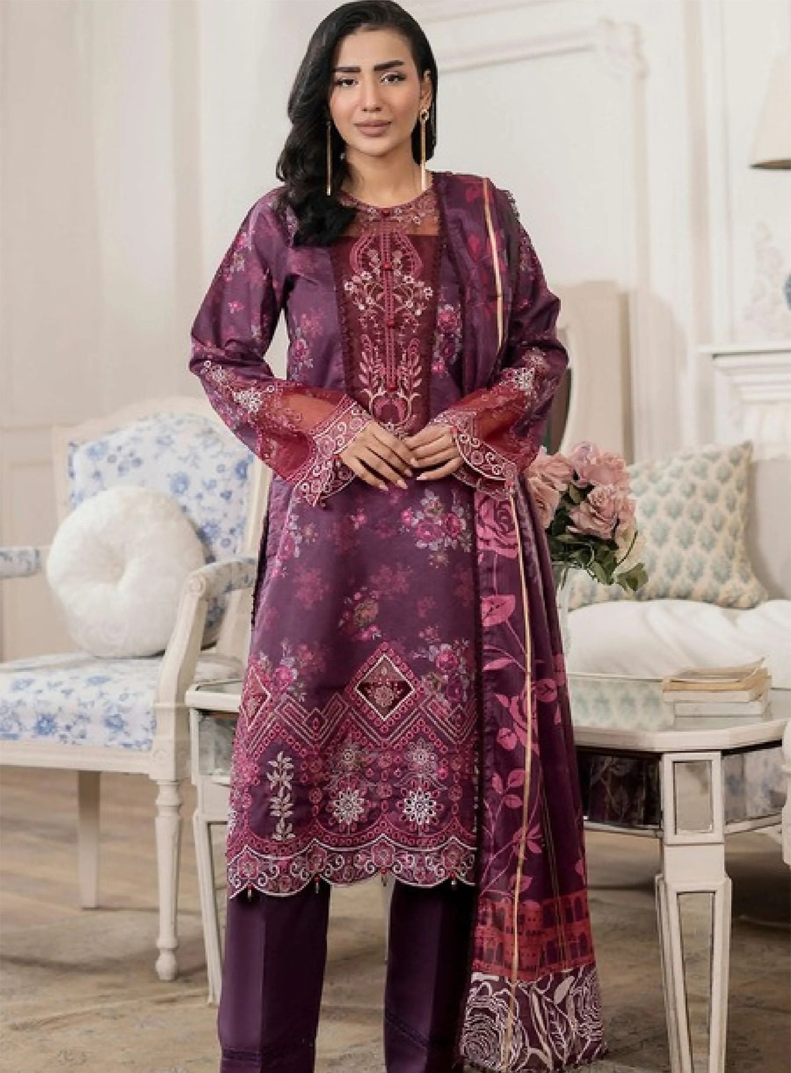Applique Kari By Alzohaib Embroidered Lawn 3 Piece Unstitched Suit AZ26APQ D-09
