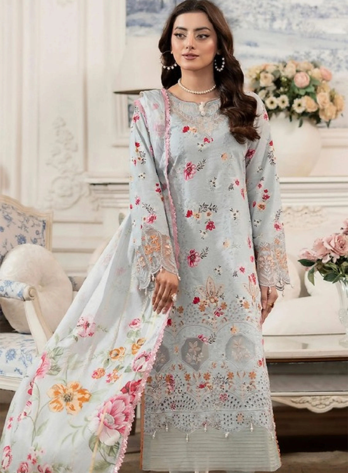 Applique Kari By Alzohaib Embroidered Lawn 3 Piece Unstitched Suit AZ26APQ D-10