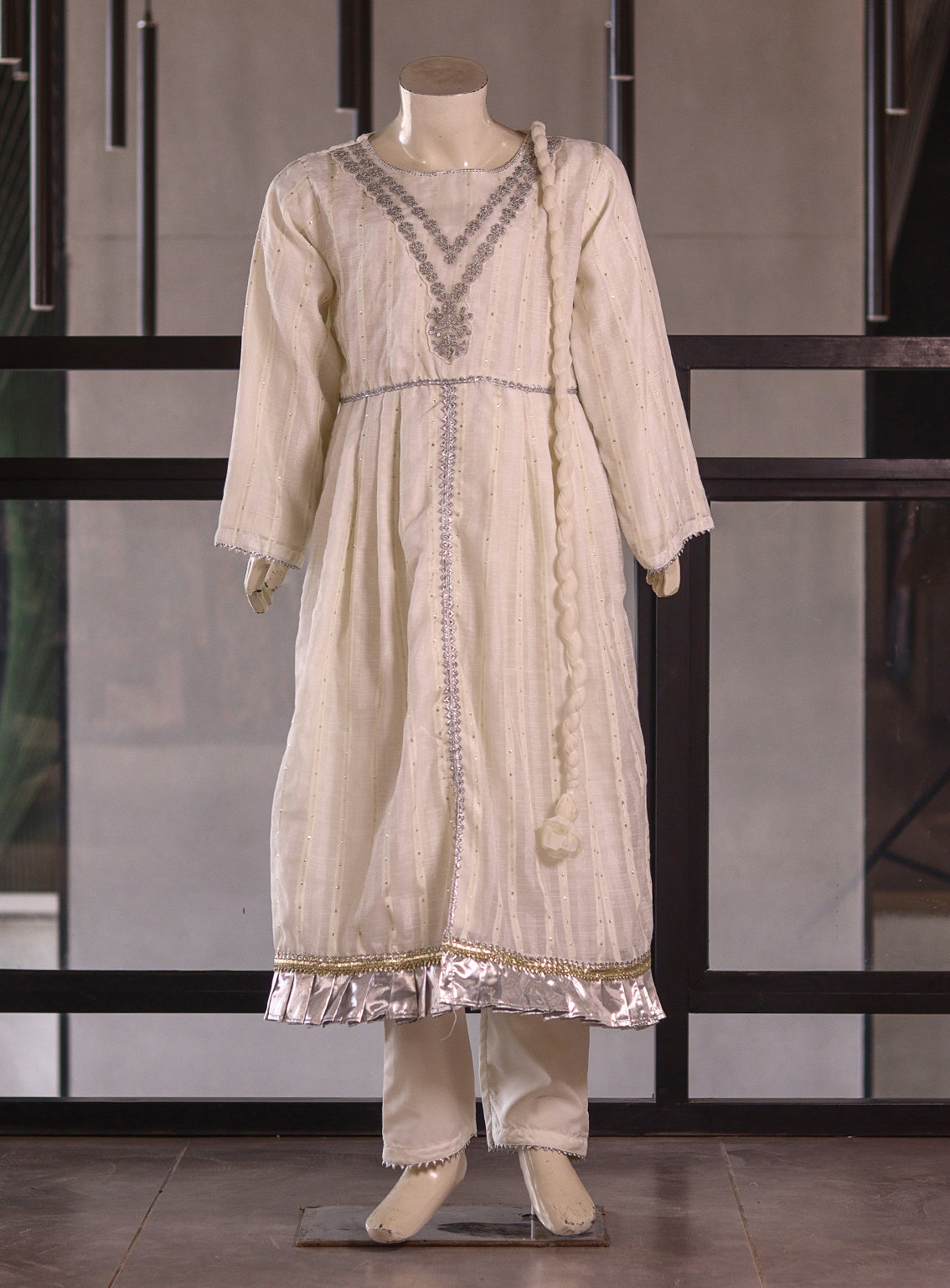 Aroob Fancy Chiffon Stitched Suits - ARB25G 0241 OFF WHITE
