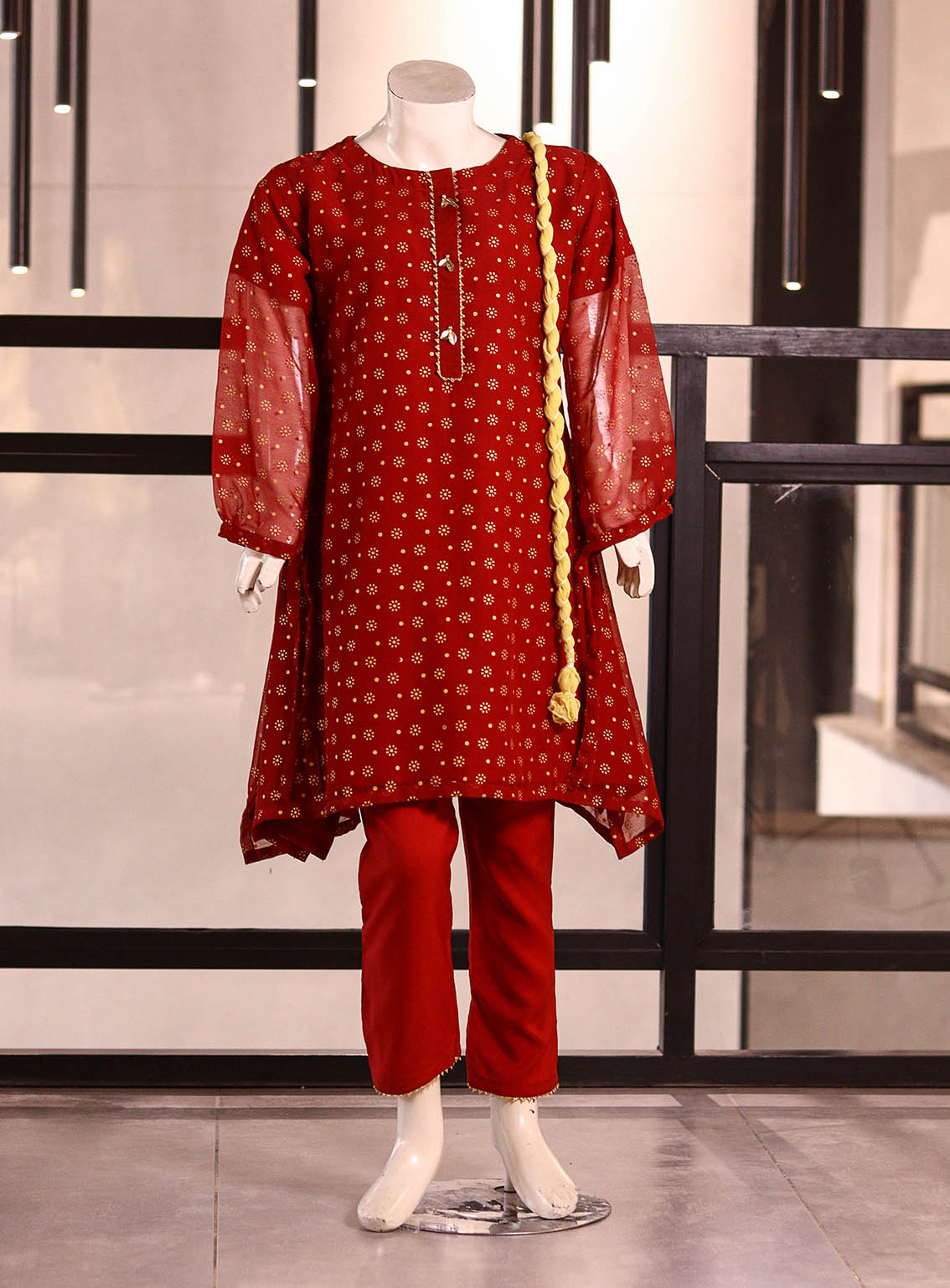 Aroob Fancy Embroidered Chiffon Suits Stitched 3 Piece - ARB25G 0198 MAROON