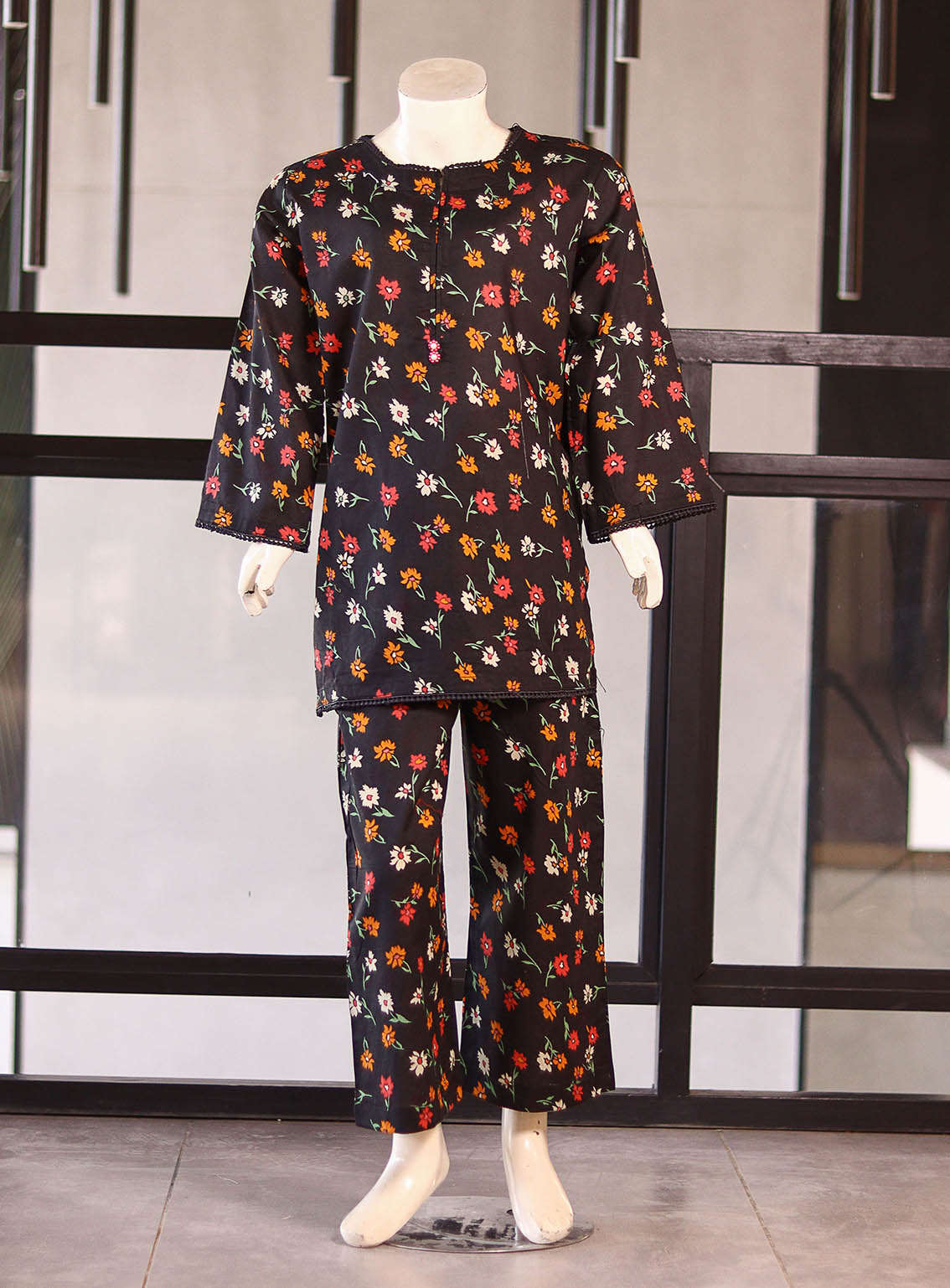 Aroob Fancy Embroidered Cotton Suits Stitched 2 Piece - ARB25G 0212 BLACK & MULTI