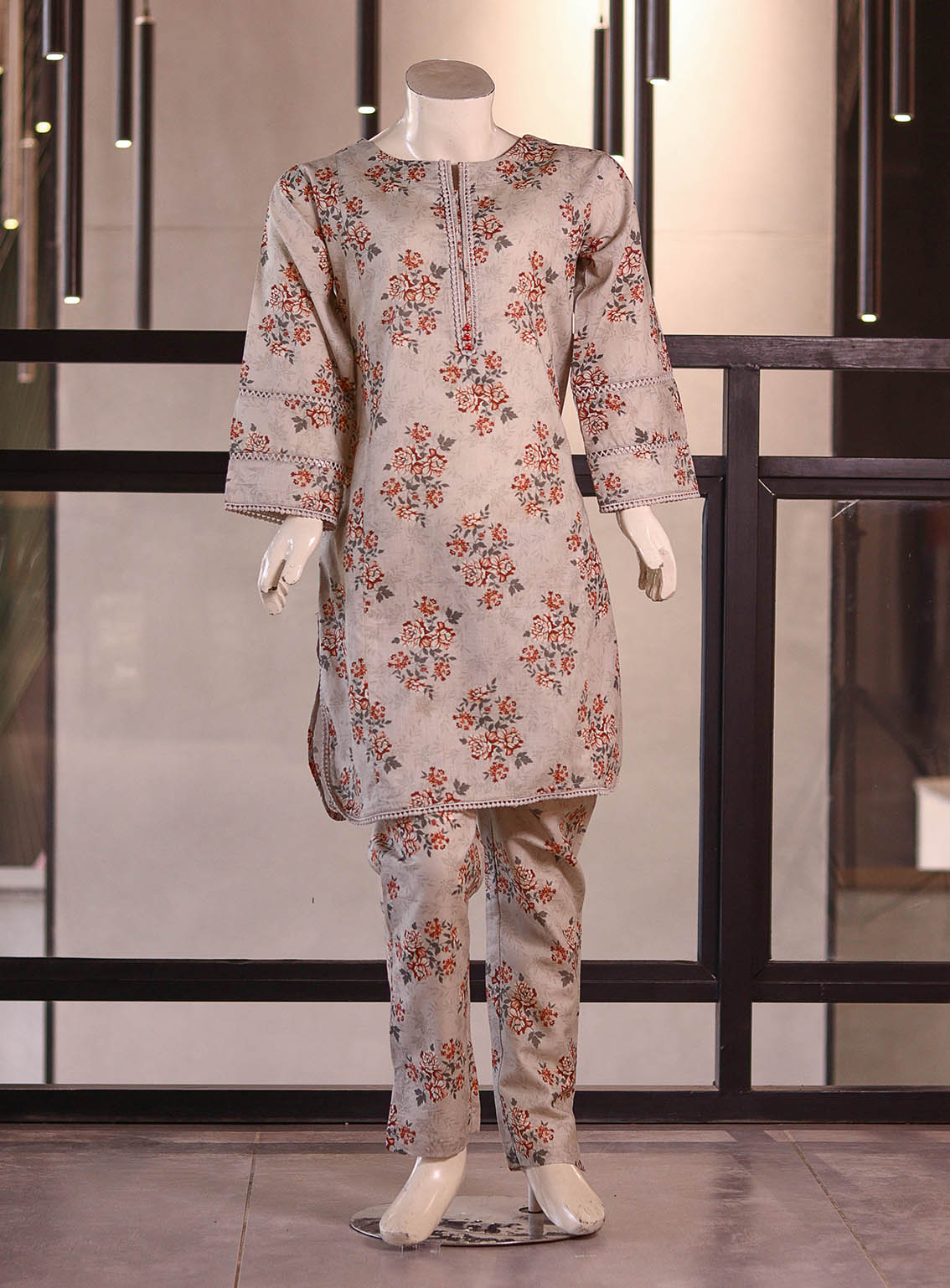 Aroob Fancy Embroidered Cotton Suits Stitched 2 Piece - ARB25G 0217 BEIGE