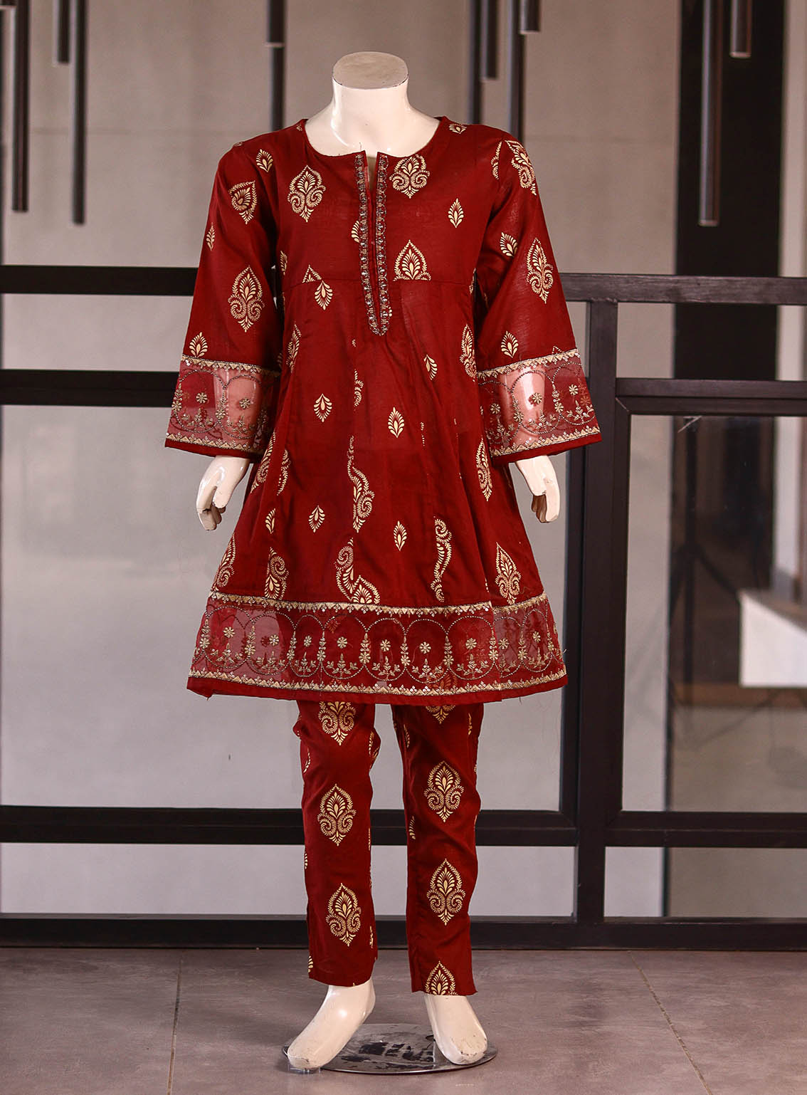 Aroob Fancy Embroidered Lawn Suits Stitched 2 Piece - ARB25G 0163 MAROON