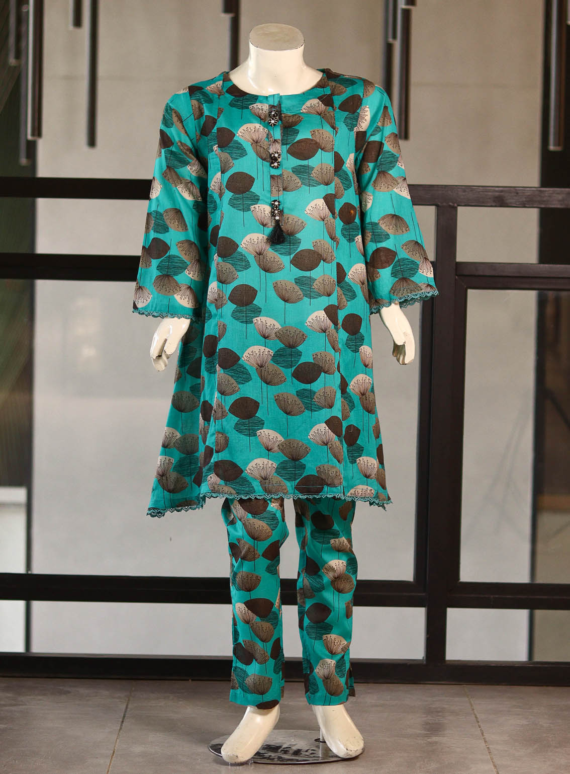 Aroob Fancy Embroidered Lawn Suits Stitched 2 Piece - ARB25G 0168 GREEN & BLACK