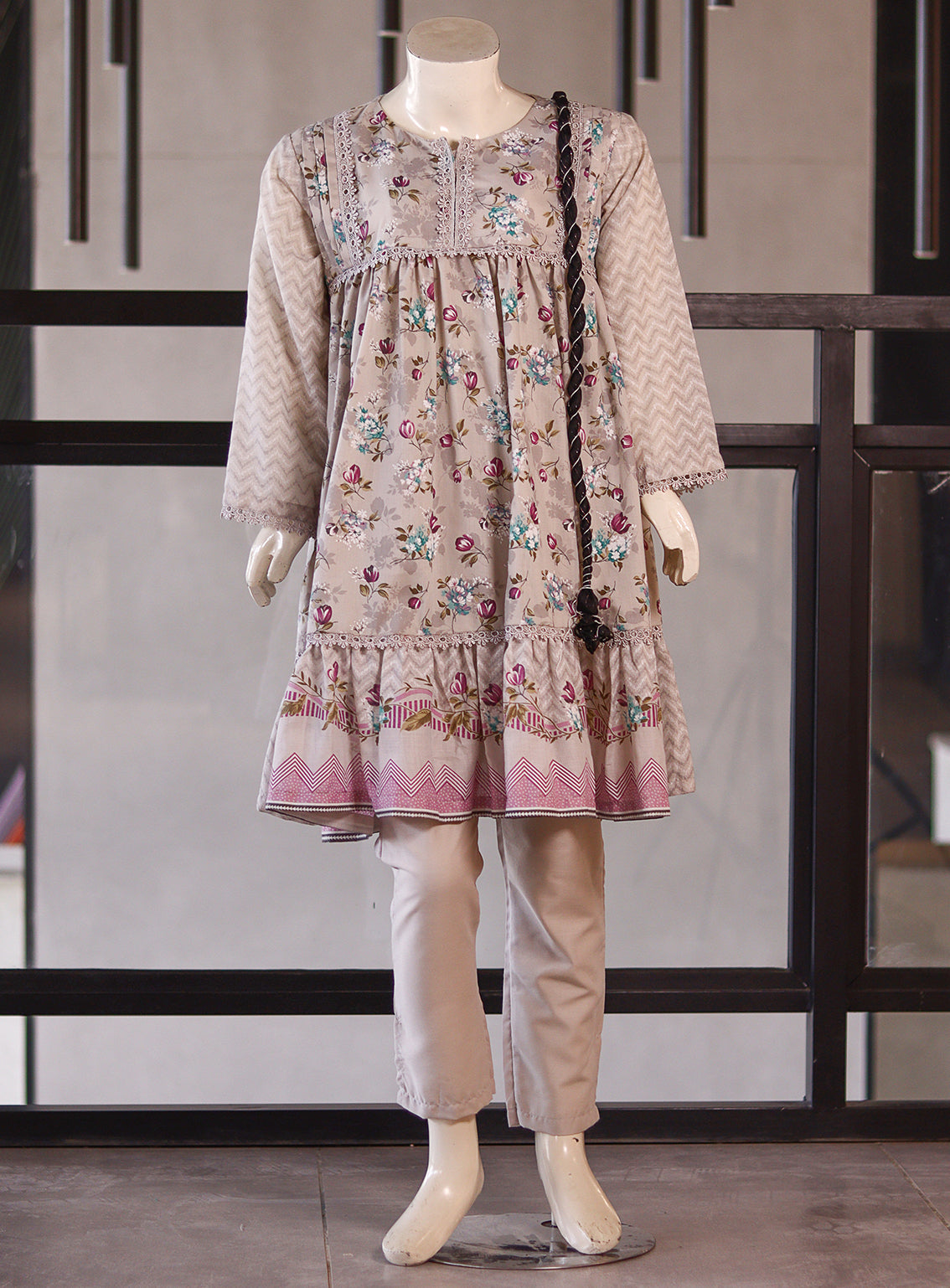 Aroob Fancy Embroidered Lawn Suits Stitched 3 Piece - ARB25G 0185 GREY