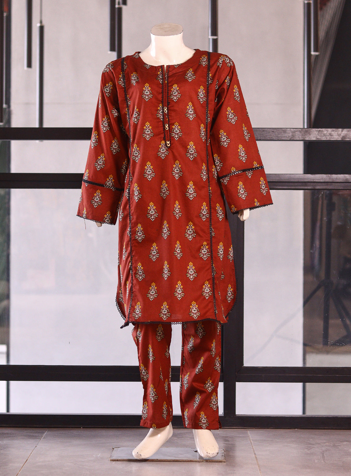 Aroob Fancy Lawn Stitched Suits - ARB25G 0240 RUST