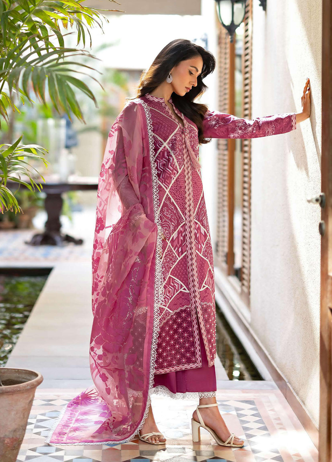 Astoria By Mushq Festive Embroidered Lawn 3 Piece Unstitched Suit MQ26AFL D-03 ROSEA
