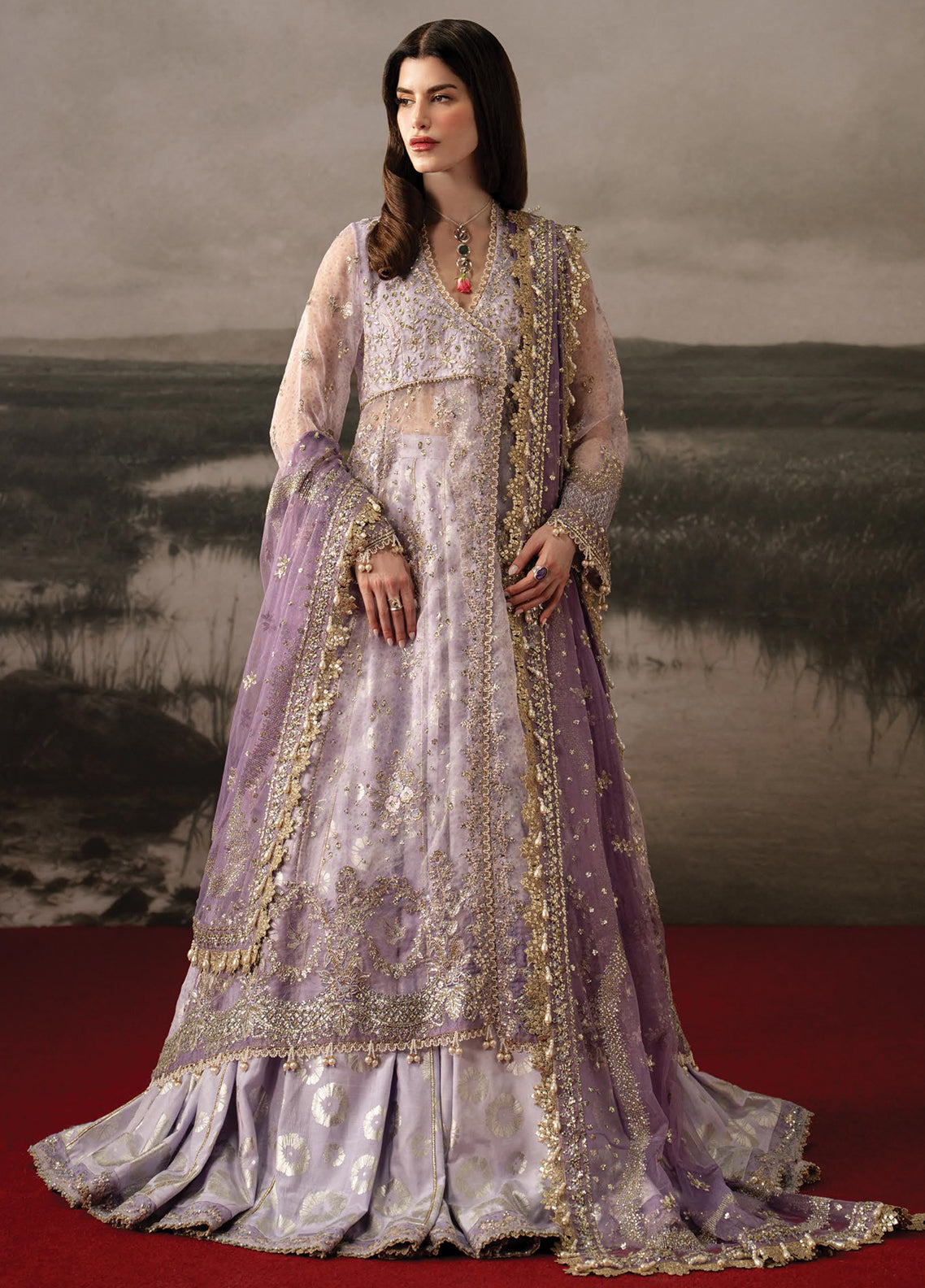 Aure By Afrozeh Formals Embroidered Organza 3 Piece Unstitched Suit AF26AF D-1232 MONET