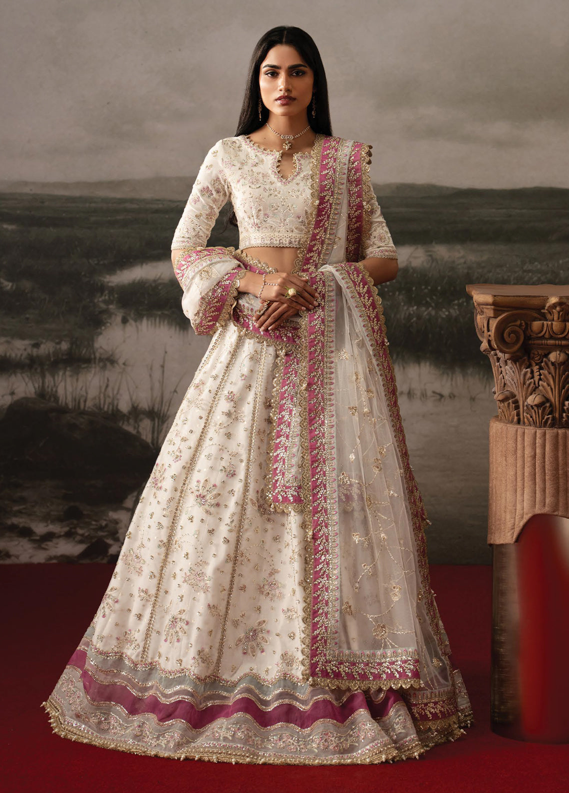 Aure By Afrozeh Formals Embroidered Velvet 3 Piece Unstitched Suit AF26AF D-1230 PARURE