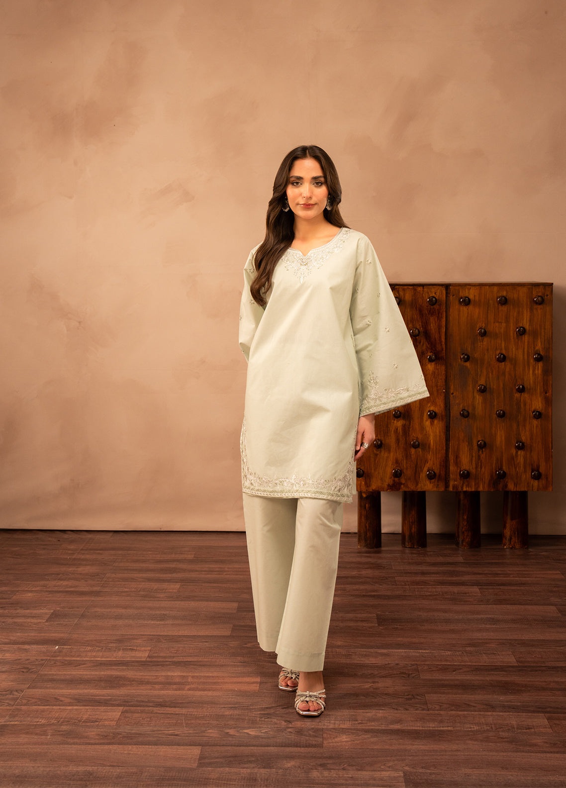 Ayaane By Amani Pret Printed Lawn 2 Piece Stitched Shirt Trouser AP26AP D-AY-1097 MAHAYEE Pista Green - Front View