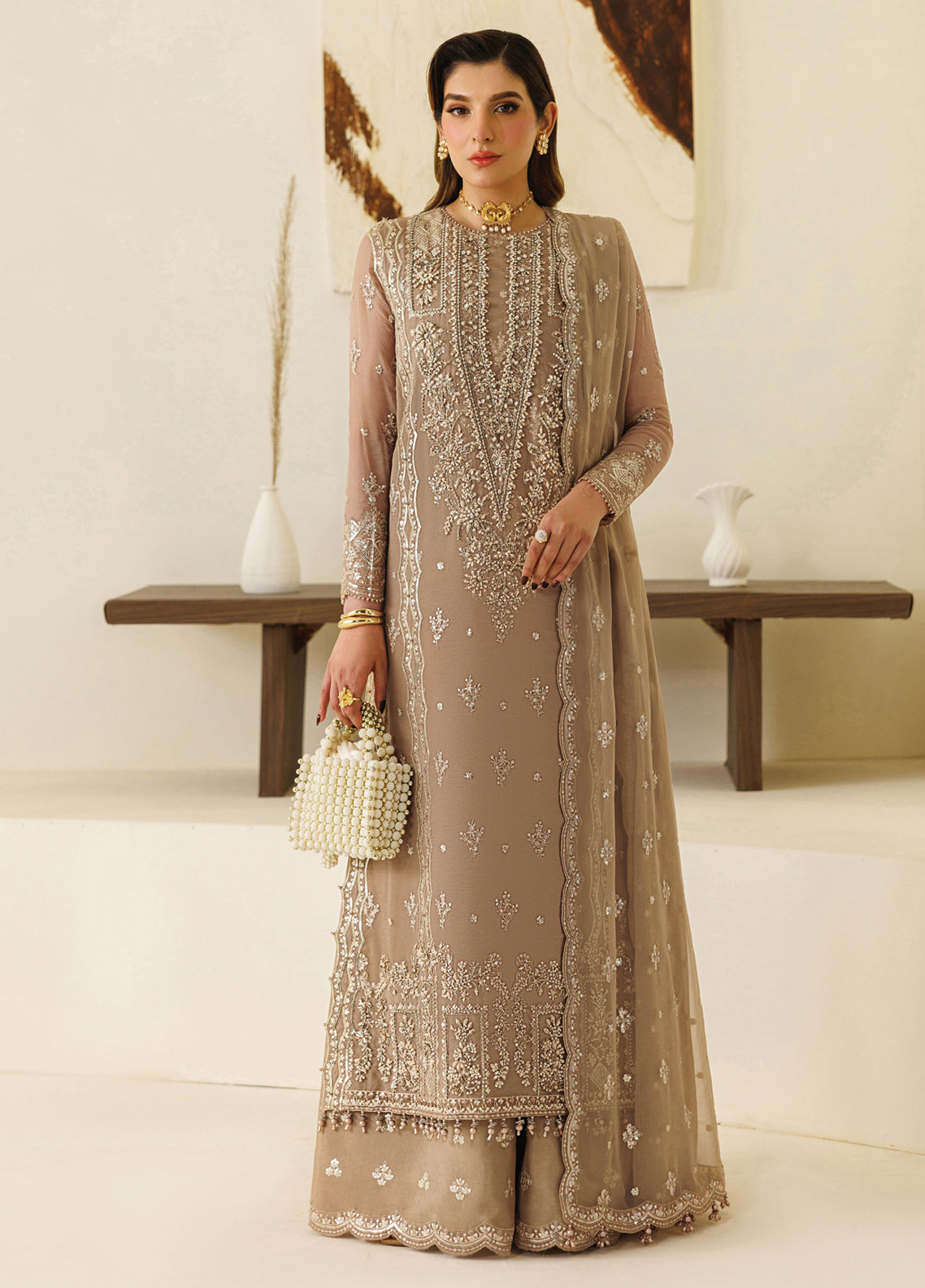Aymal By Alizeh Fashion Handcrafted Bamber Chiffon 3 Piece Unstitched Suit AF26AHBC D-AF-BHM-4069 DISE