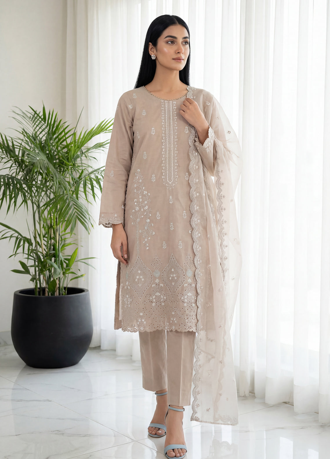 Ayra By Soghat Creation Chikankari Embroidered Lawn 3 Piece Unstitched Suit SC26ACEL D-03