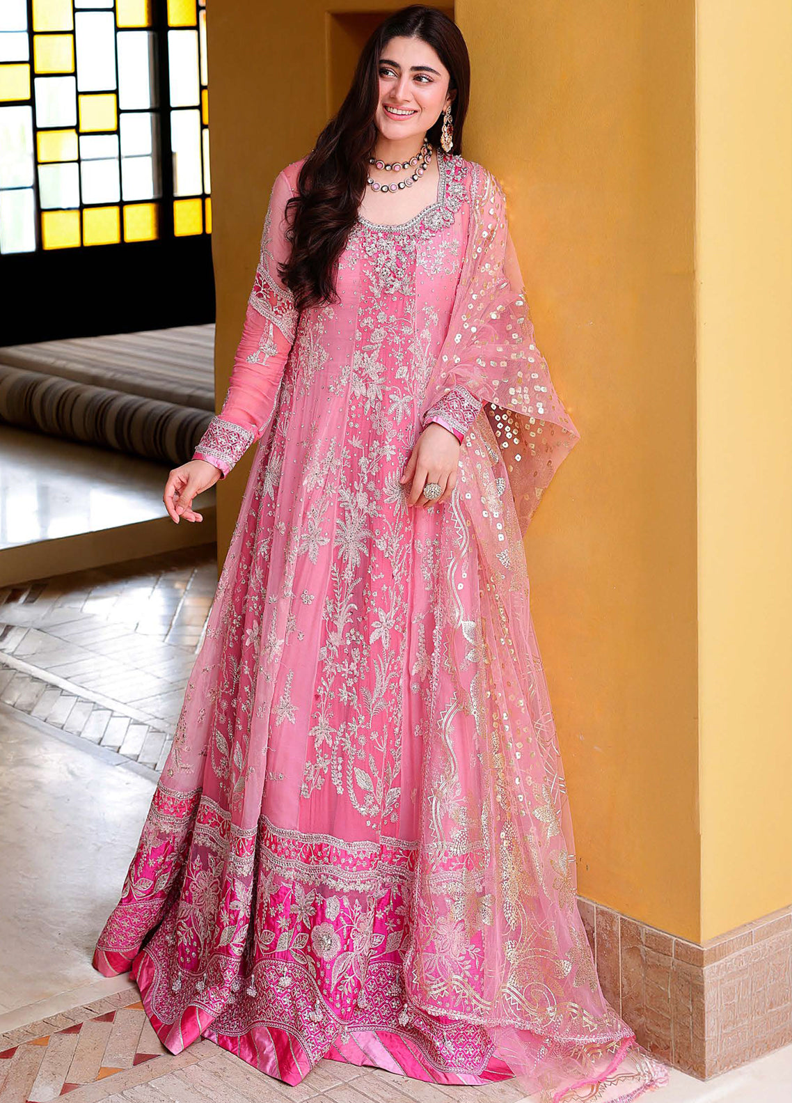 Bachelorette Chronicles By Mushq Embroidered Chiffon 3 Piece Unstitched Suit MQ26BCC D-07 PINK PROMISE