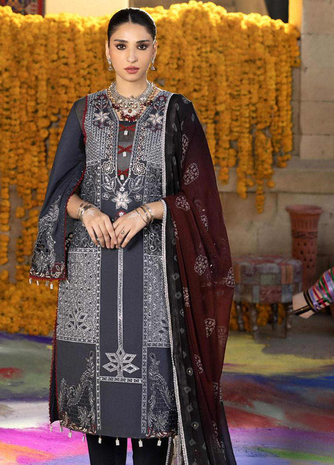 Bandhani By Al Zohaib Chikankari Lawn Suits Unstitched 3 Piece - AZ26BCL BTJ-26-10